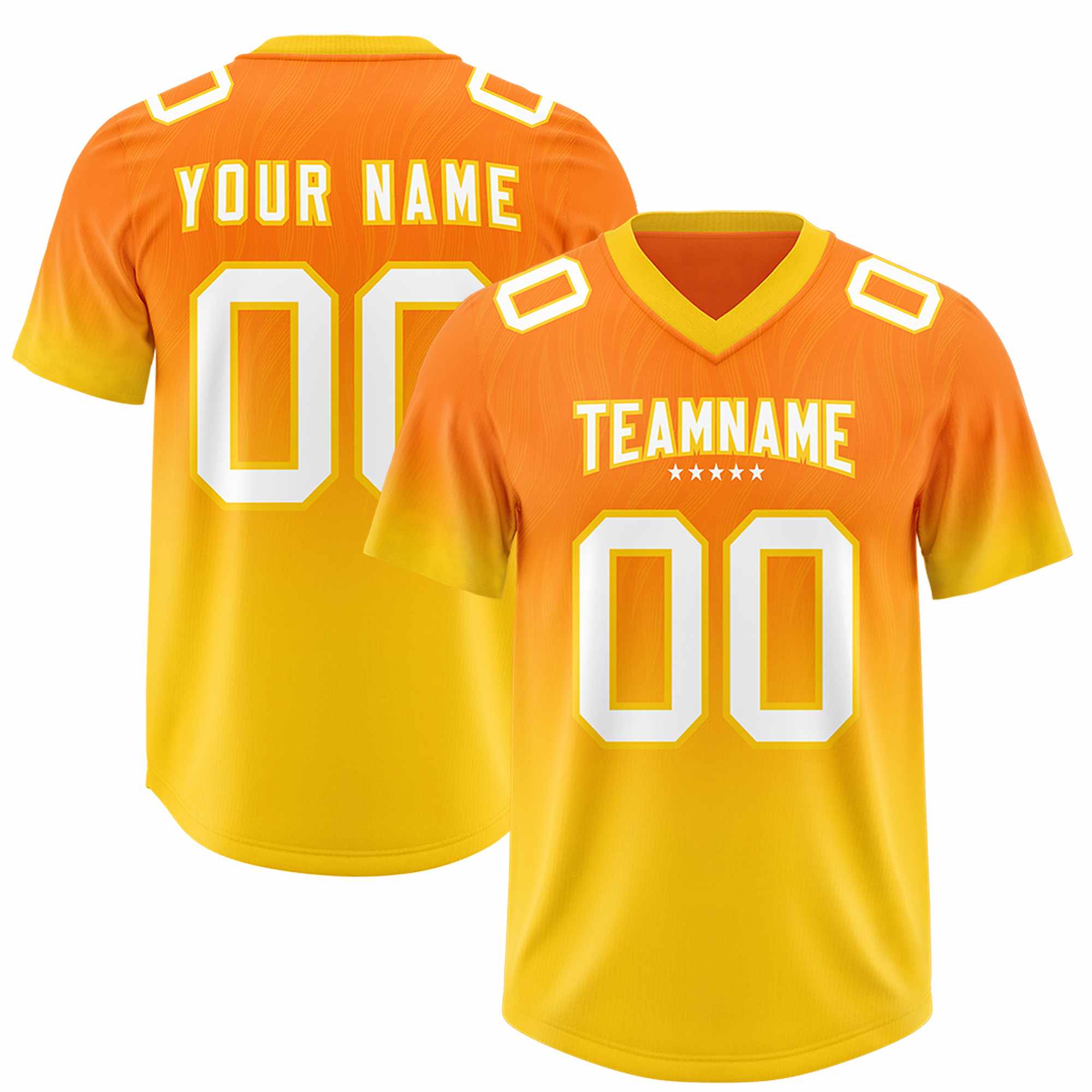 Custom Orange Gold Gradient Fashion Outdoor Authentic American Football Jersey