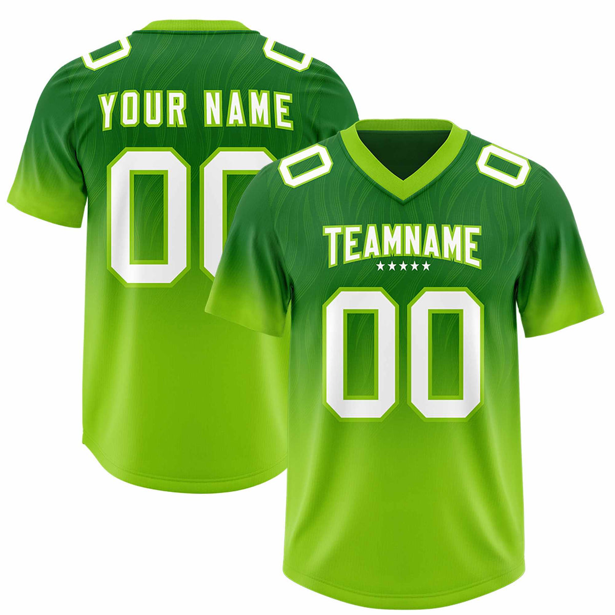 Custom Kelly Green Neon Green Gradient Fashion Outdoor Authentic American Football Jersey