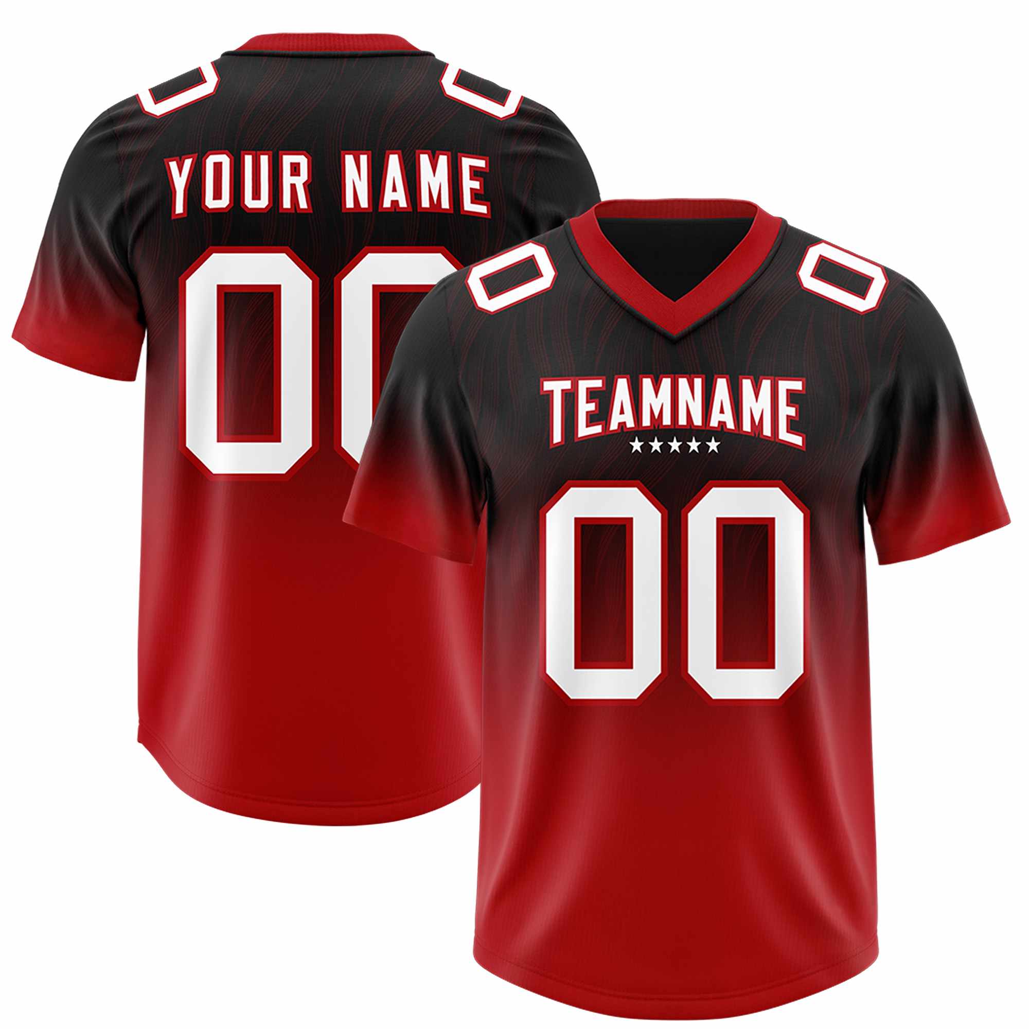Custom Black Red Gradient Fashion Outdoor Authentic American Football Jersey