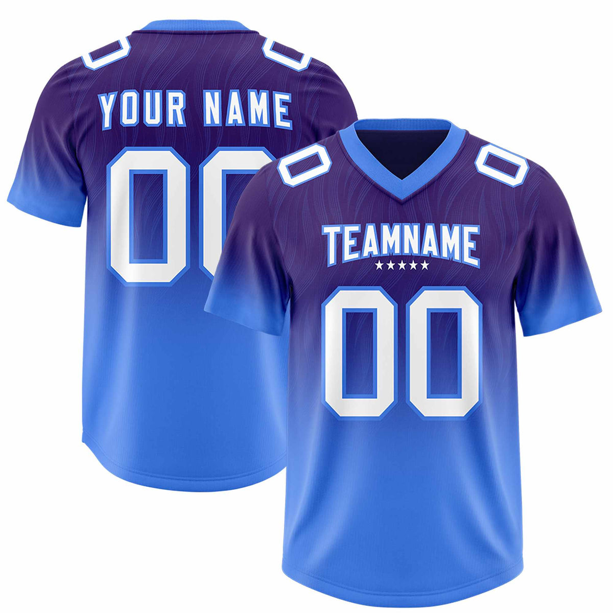 Custom Purple Powder Blue Gradient Fashion Outdoor Authentic American Football Jersey