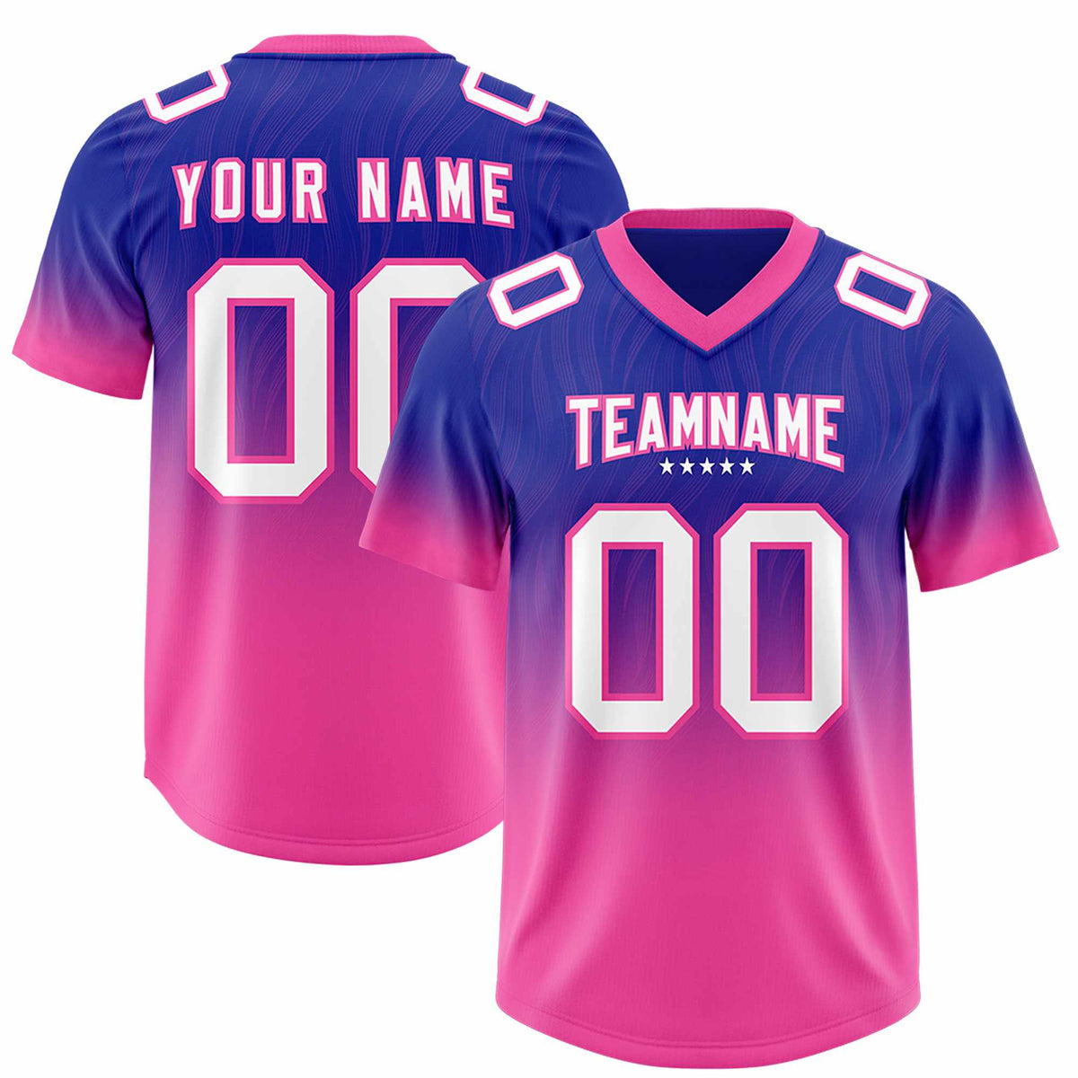 Custom Royal Pink Gradient Fashion Outdoor Authentic American Football Jersey