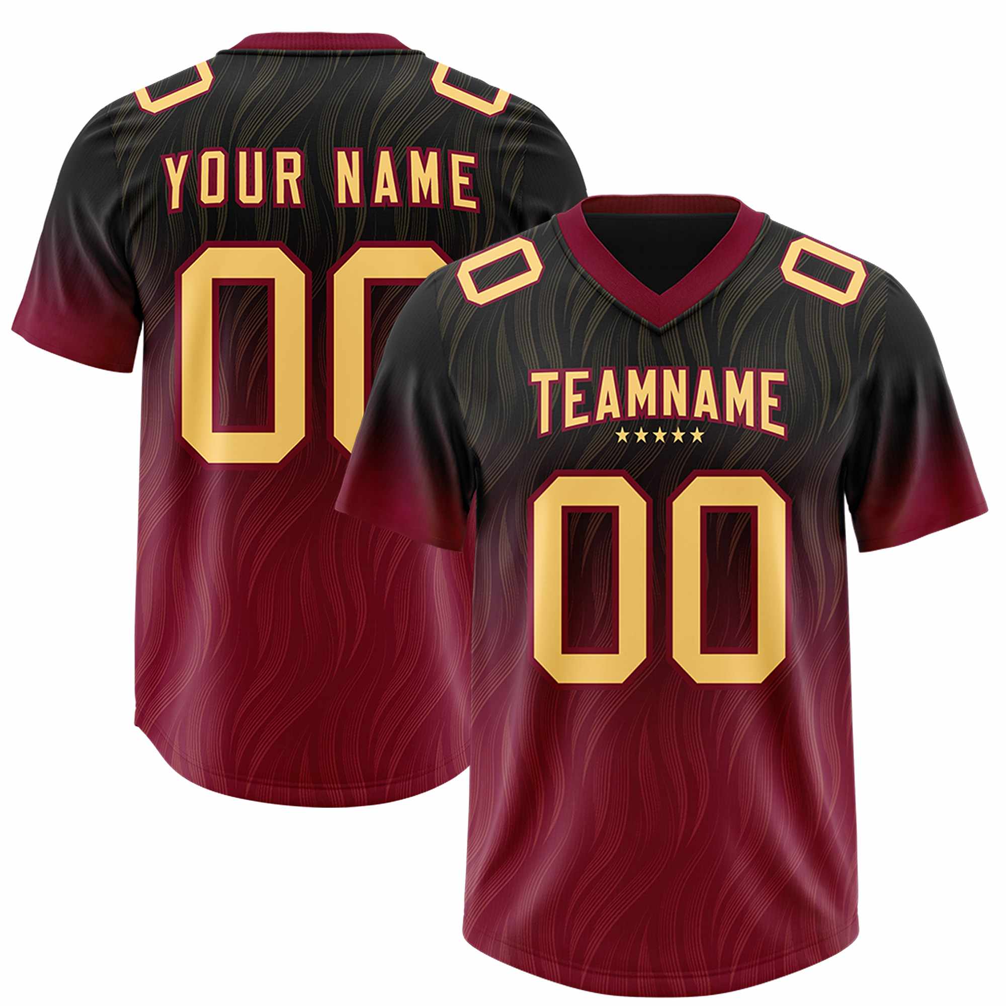 Custom Black Cardinal Gradient Fashion Outdoor Authentic American Football Jersey