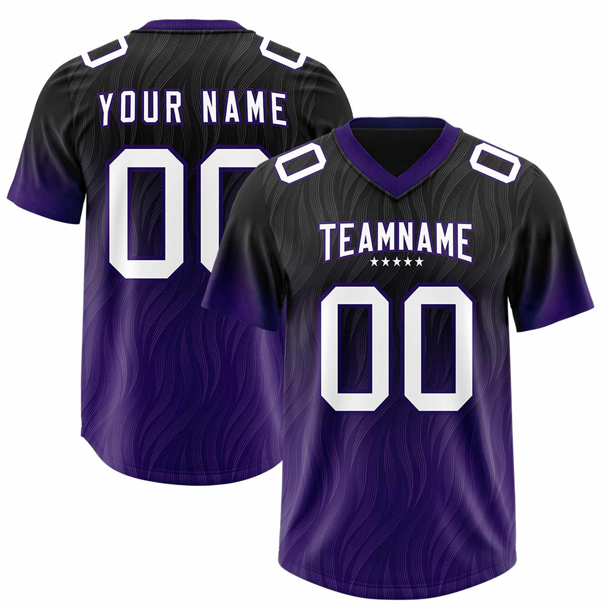 Custom Black Purple Gradient Fashion Outdoor Authentic American Football Jersey