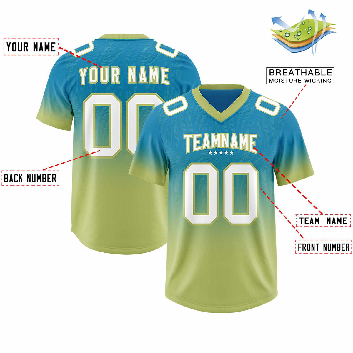 Custom Panther Blue Champagne Gradient Fashion Outdoor Authentic American Football Jersey