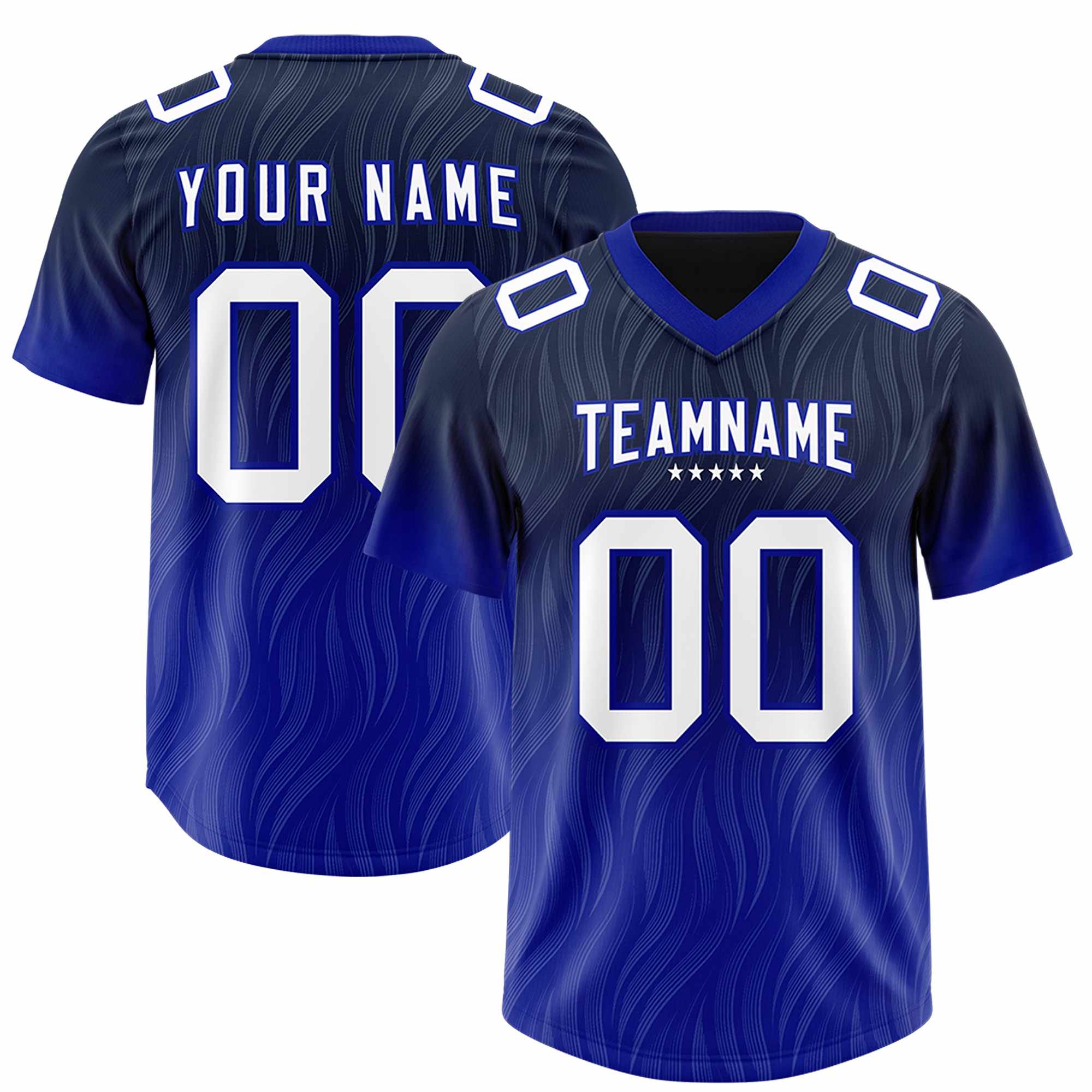Custom Navy Royal Gradient Fashion Outdoor Authentic American Football Jersey