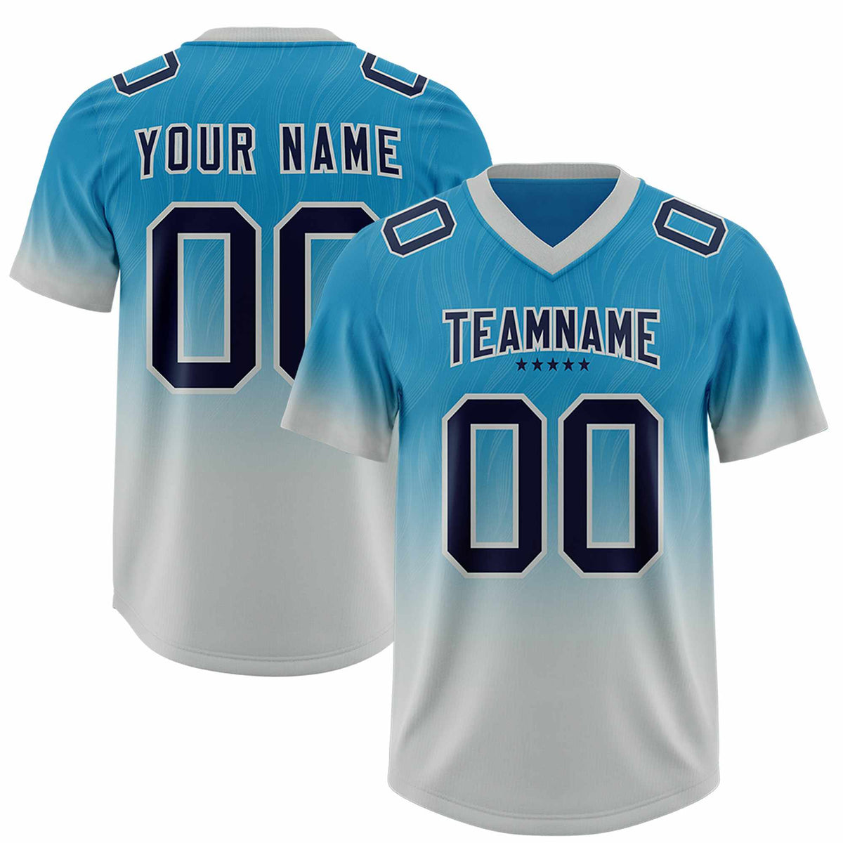 Custom Panther Blue Gray Gradient Fashion Outdoor Authentic American Football Jersey