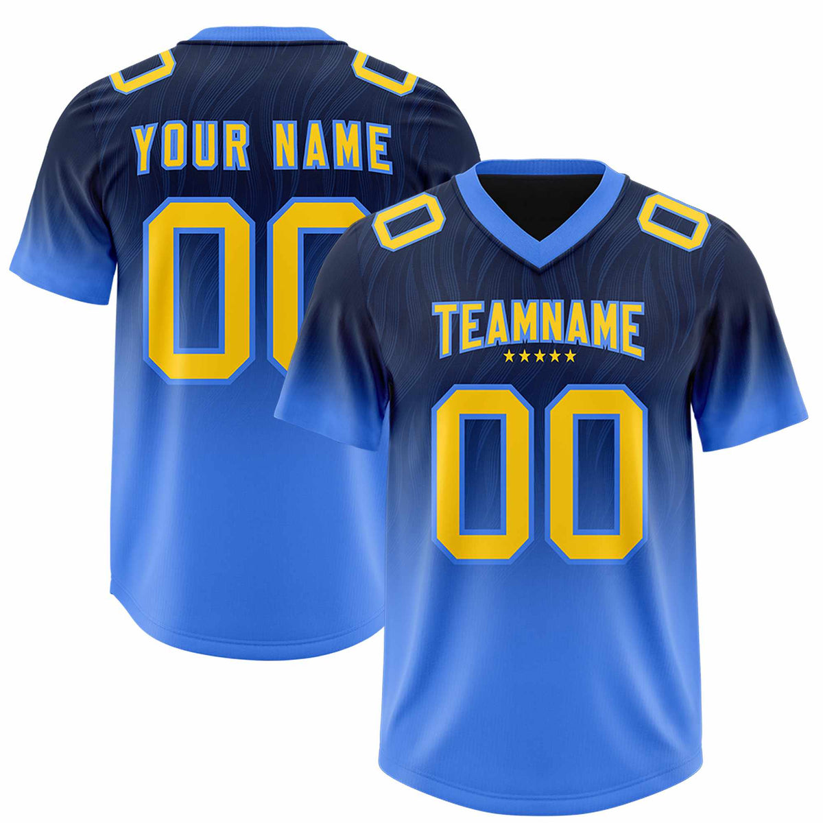 Custom Navy Powder Blue Gradient Fashion Outdoor Authentic American Football Jersey
