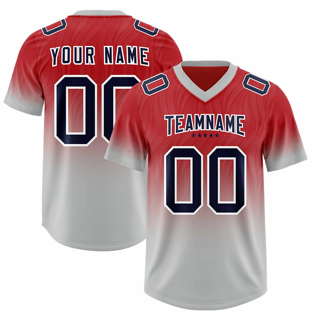 Custom Red Gray Gradient Fashion Outdoor Authentic American Football Jersey