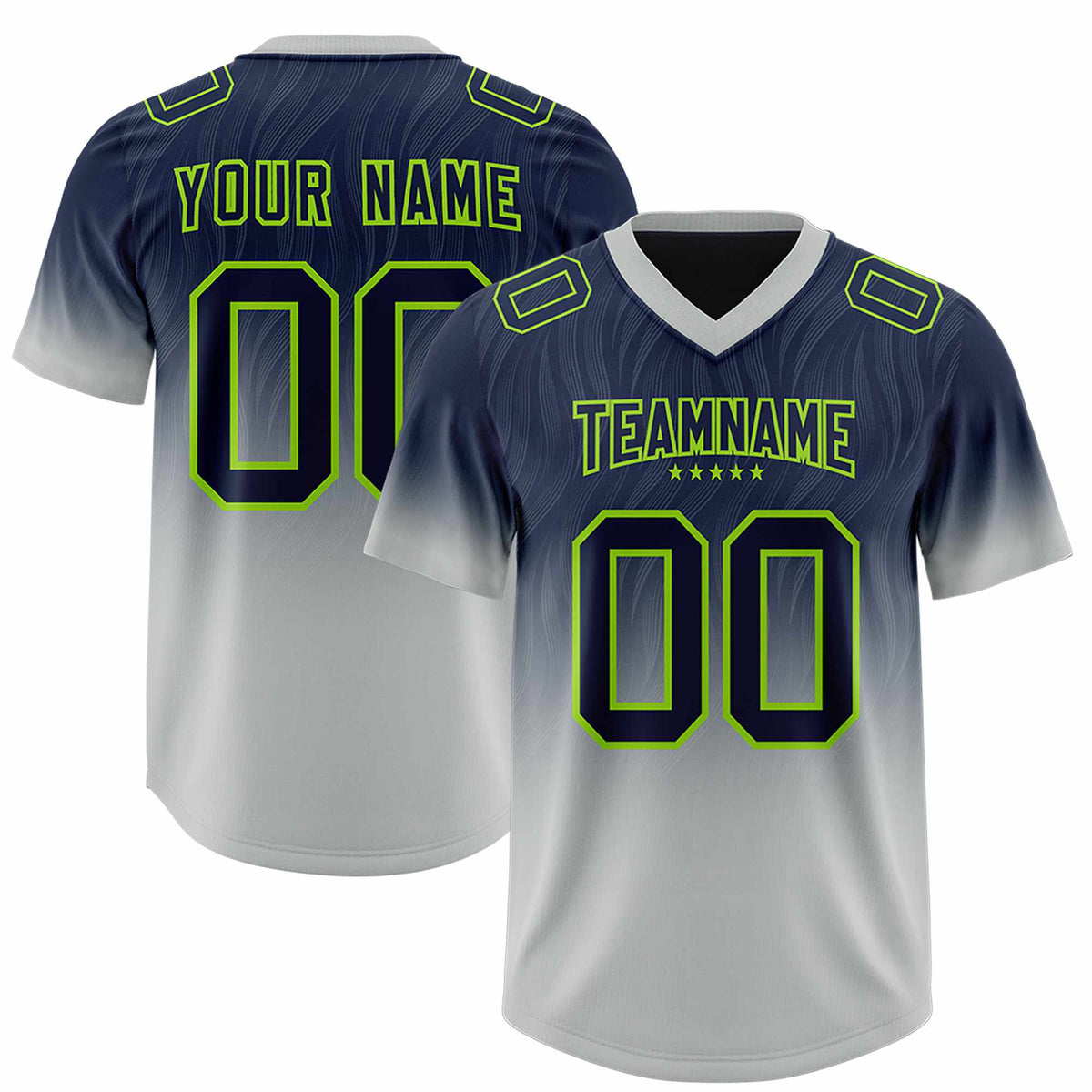 Custom Navy Gray Gradient Fashion Outdoor Authentic American Football Jersey