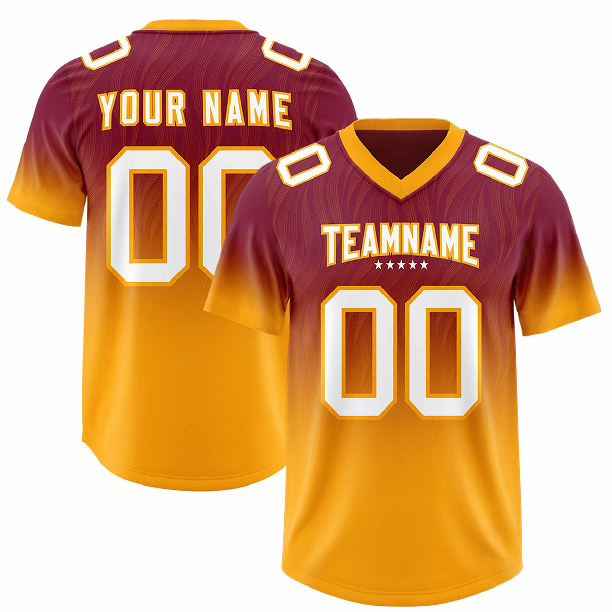 Custom Cardinal Yellow Gradient Fashion Outdoor Authentic American Football Jersey