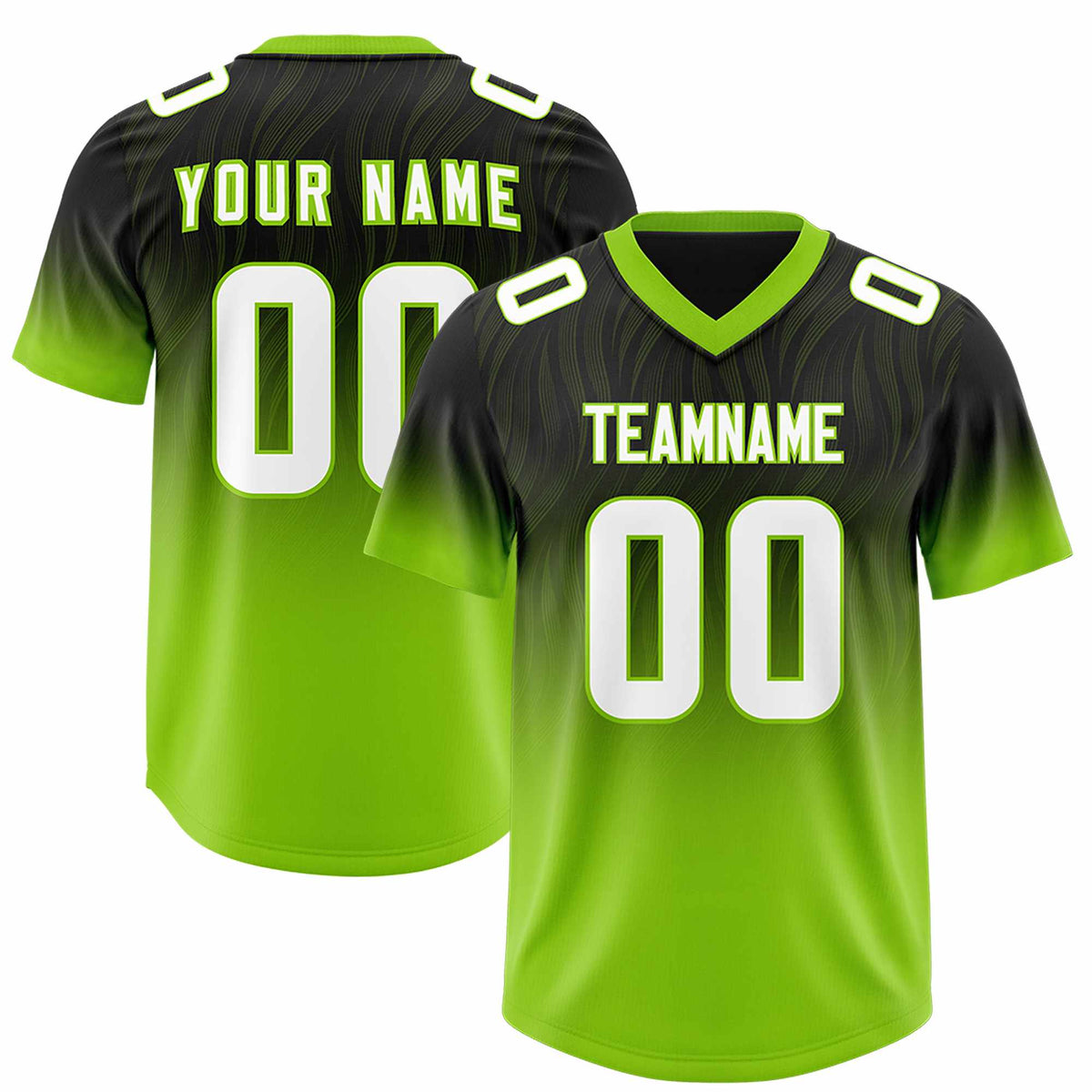 Custom Black Neon Green Gradient Fashion Outdoor Authentic American Football Jersey