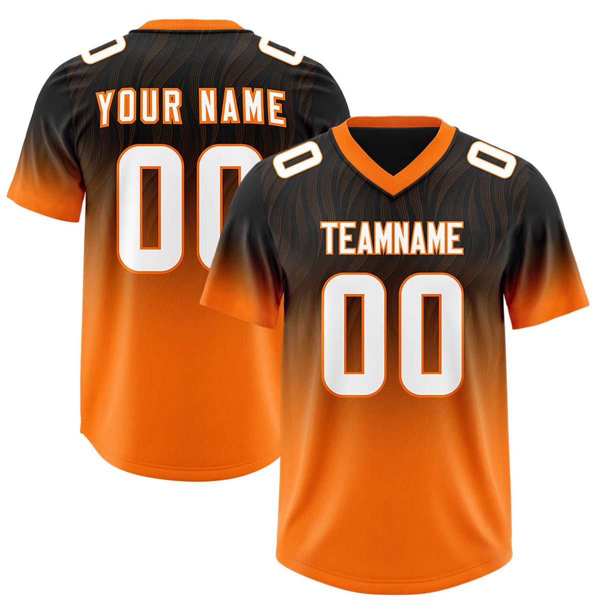 Custom Black Orange Gradient Fashion Outdoor Authentic American Football Jersey