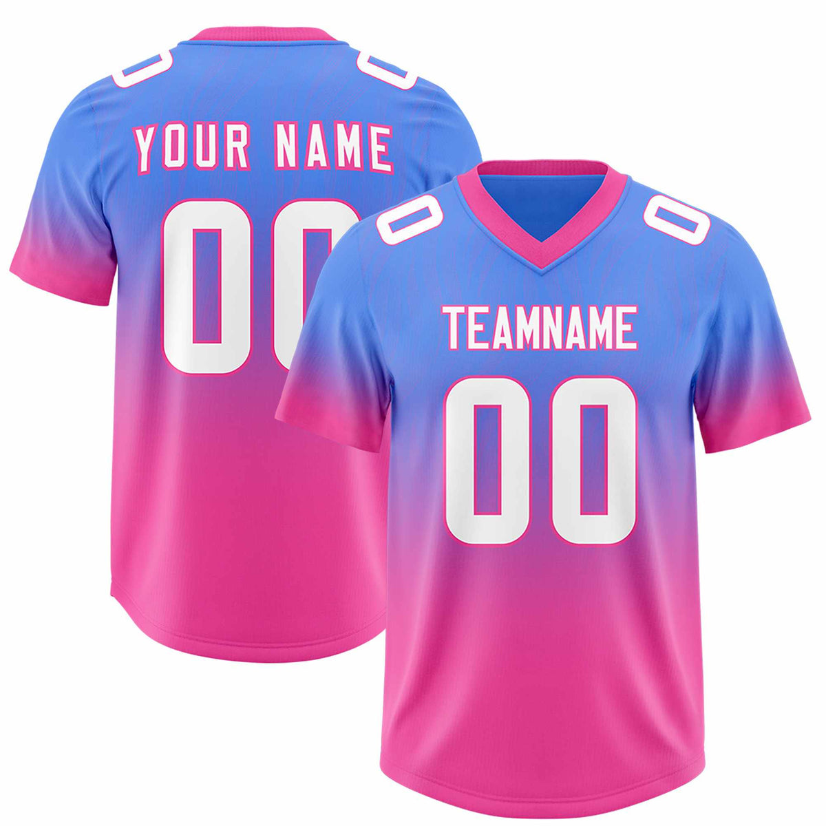 Custom Powder Blue Pink Gradient Fashion Outdoor Authentic American Football Jersey