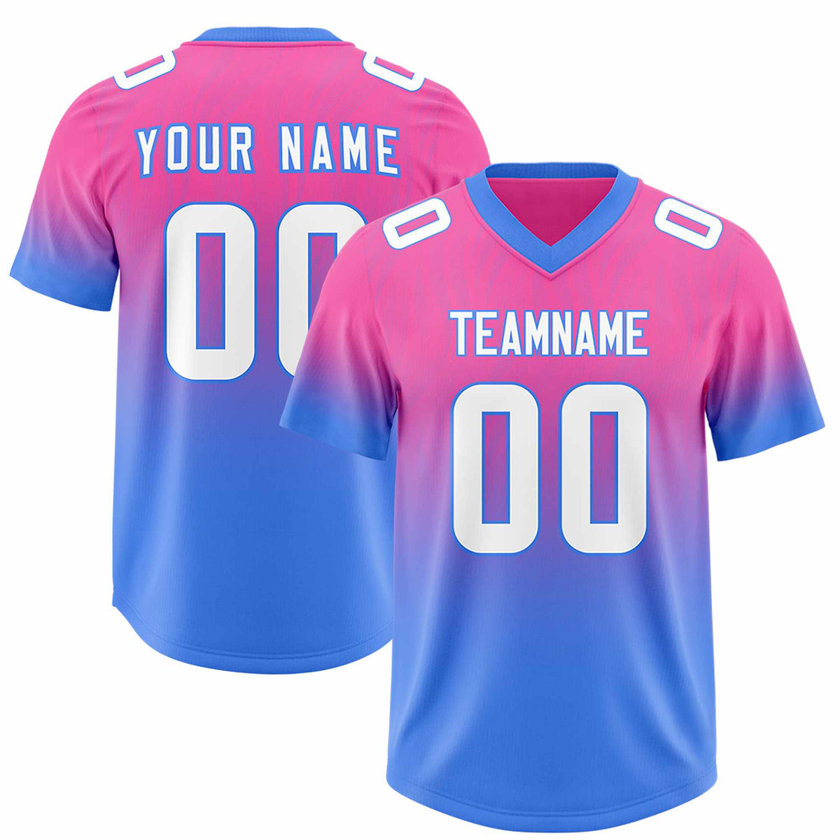 Custom Pink Powder Blue Gradient Fashion Outdoor Authentic American Football Jersey