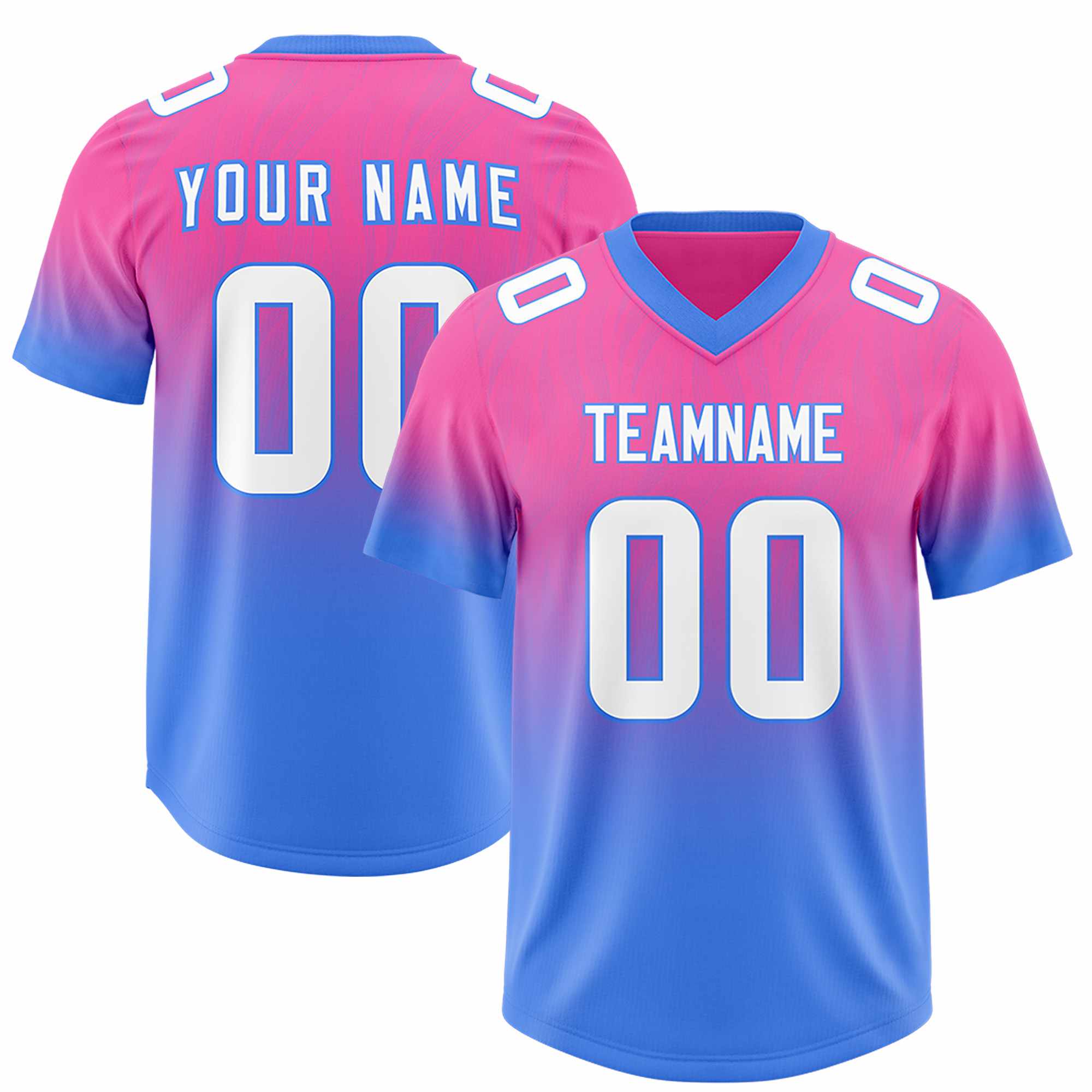 Custom Pink Powder Blue Gradient Fashion Outdoor Authentic American Football Jersey