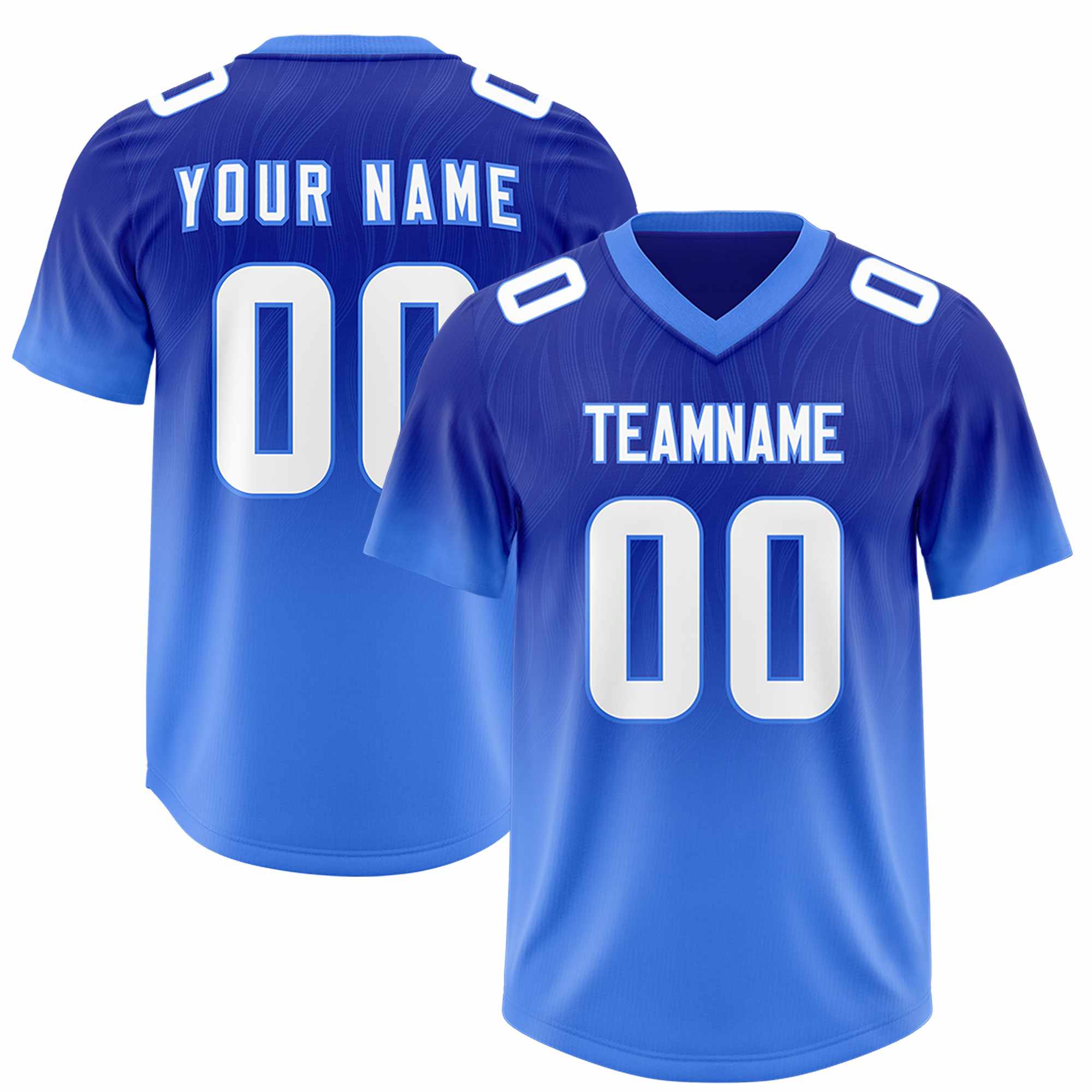 Custom Royal Powder Blue Gradient Fashion Outdoor Authentic American Football Jersey