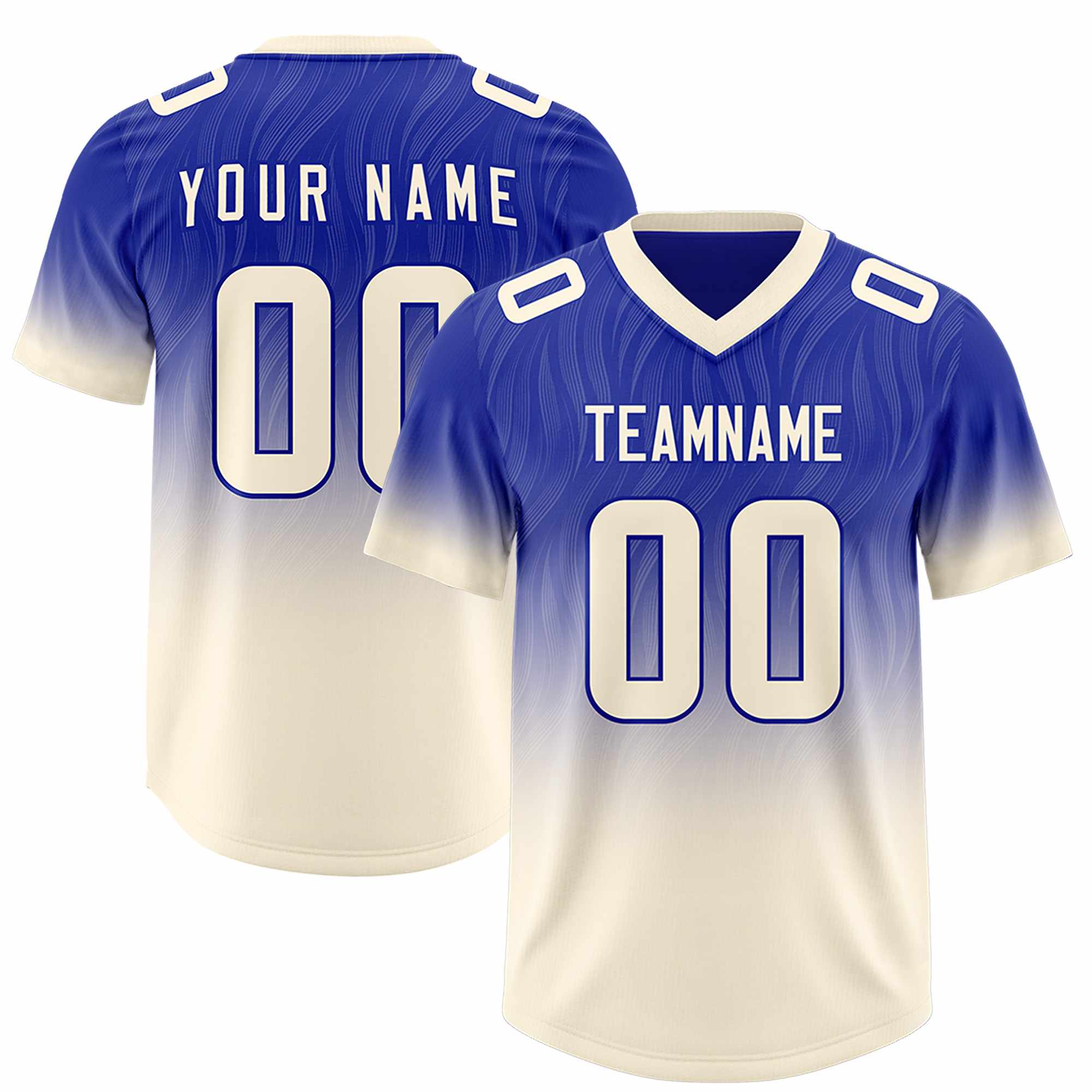 Custom Royal Cream Gradient Fashion Outdoor Authentic American Football Jersey