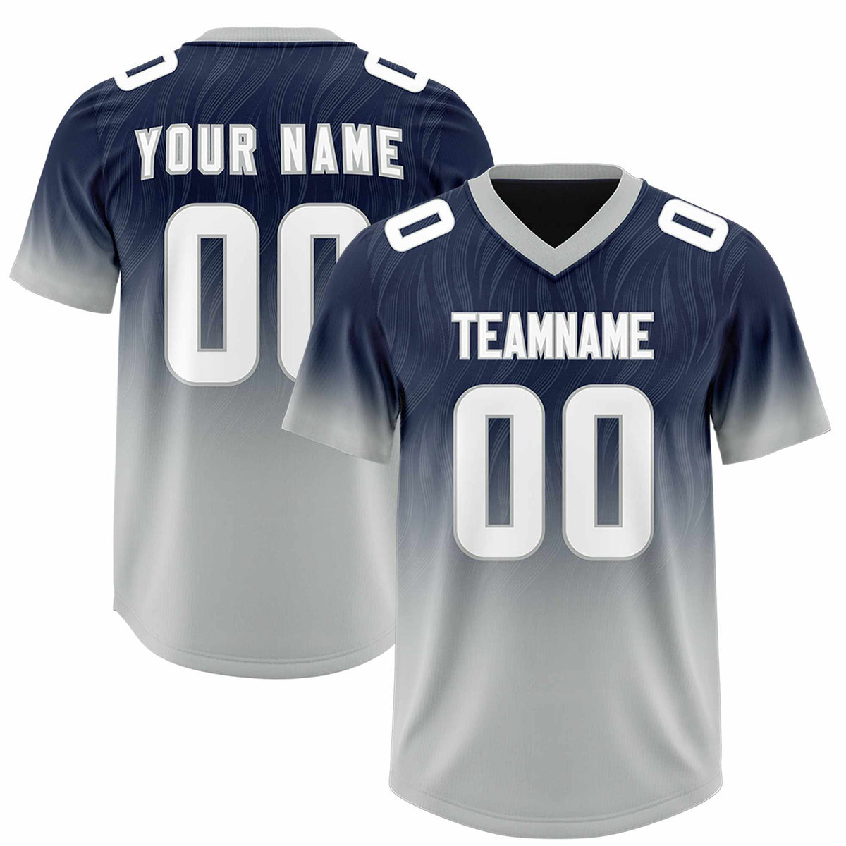 Custom Navy Gray Gradient Fashion Outdoor Authentic American Football Jersey