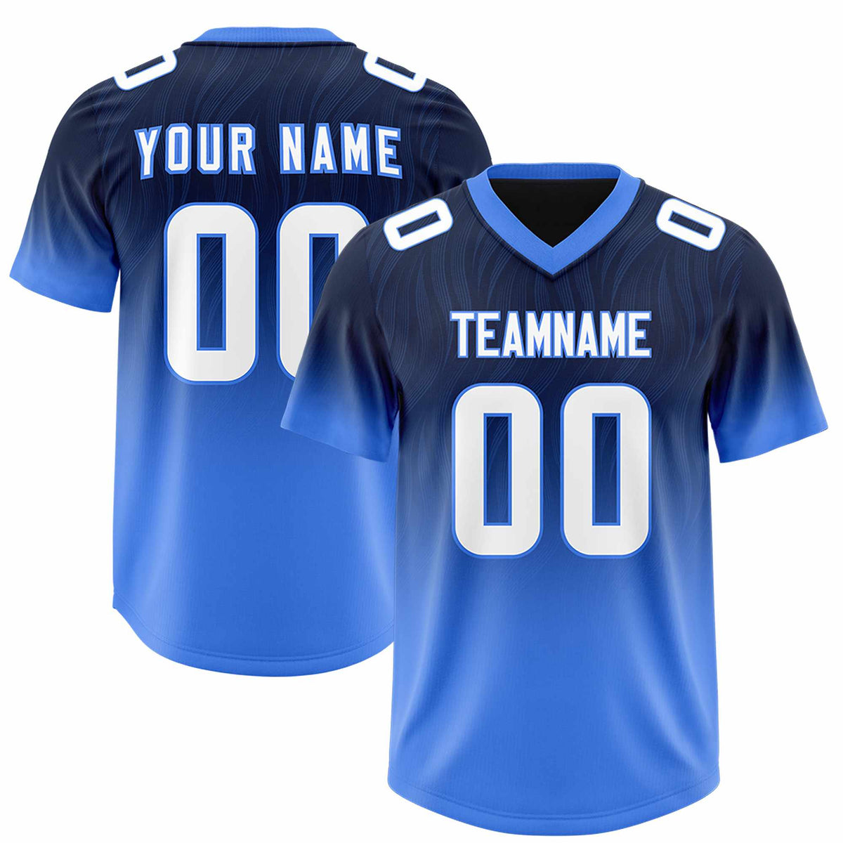Custom Navy Powder Blue Gradient Fashion Outdoor Authentic American Football Jersey