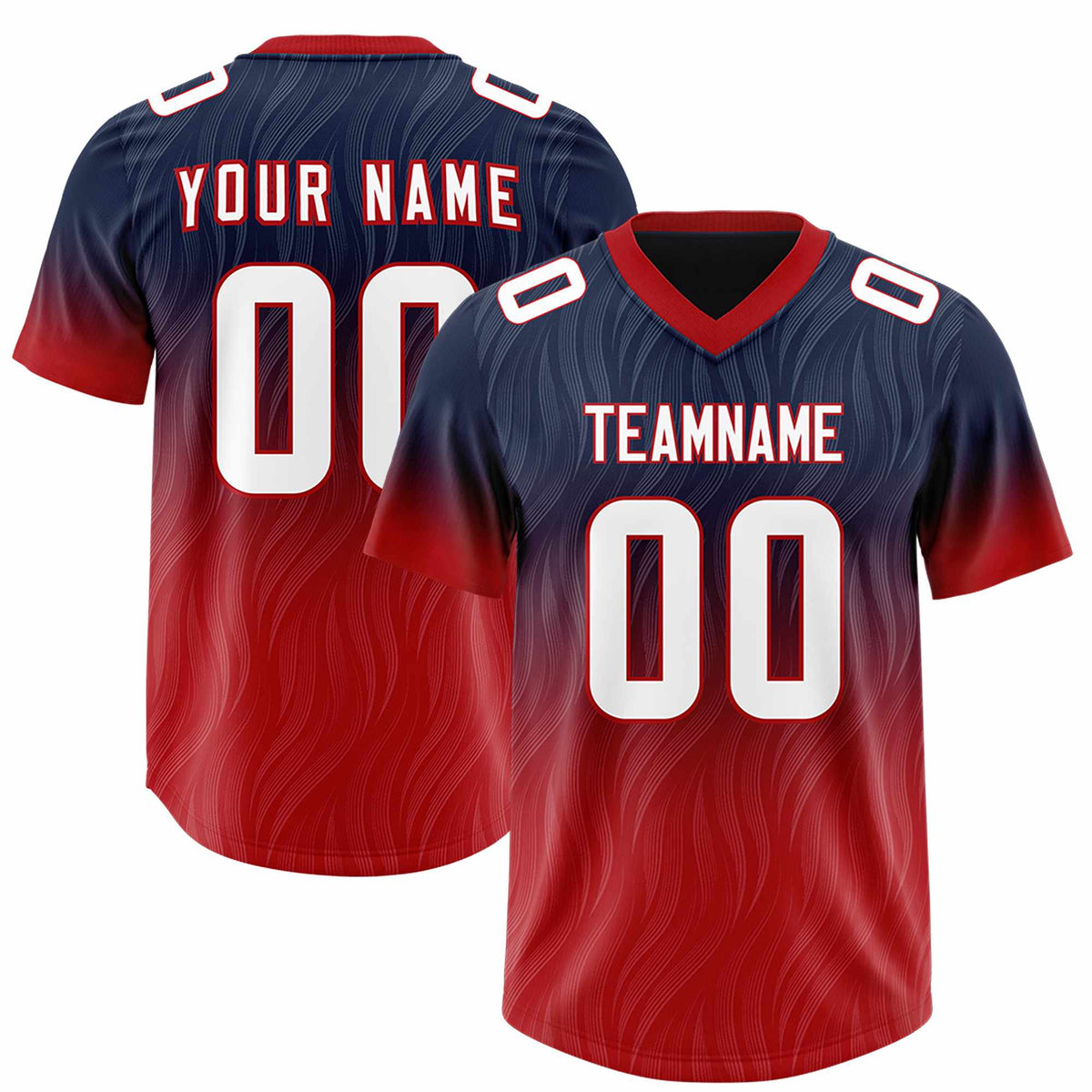 Custom Navy Red Gradient Fashion Outdoor Authentic American Football Jersey