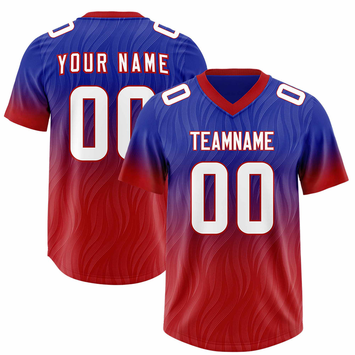 Custom Royal Red Gradient Fashion Outdoor Authentic American Football Jersey