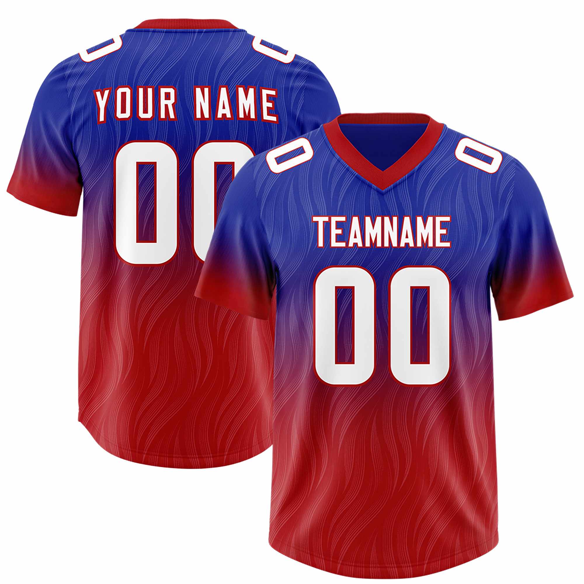 Custom Royal Red Gradient Fashion Outdoor Authentic American Football Jersey