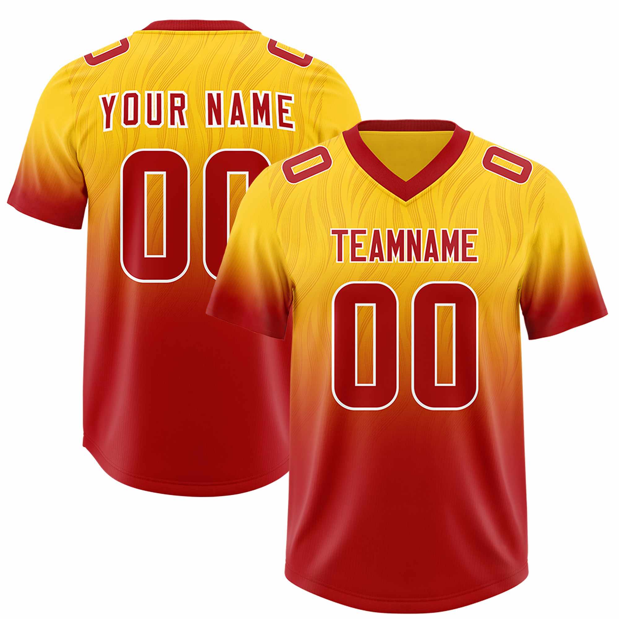 Custom Gold Red Gradient Fashion Outdoor Authentic American Football Jersey