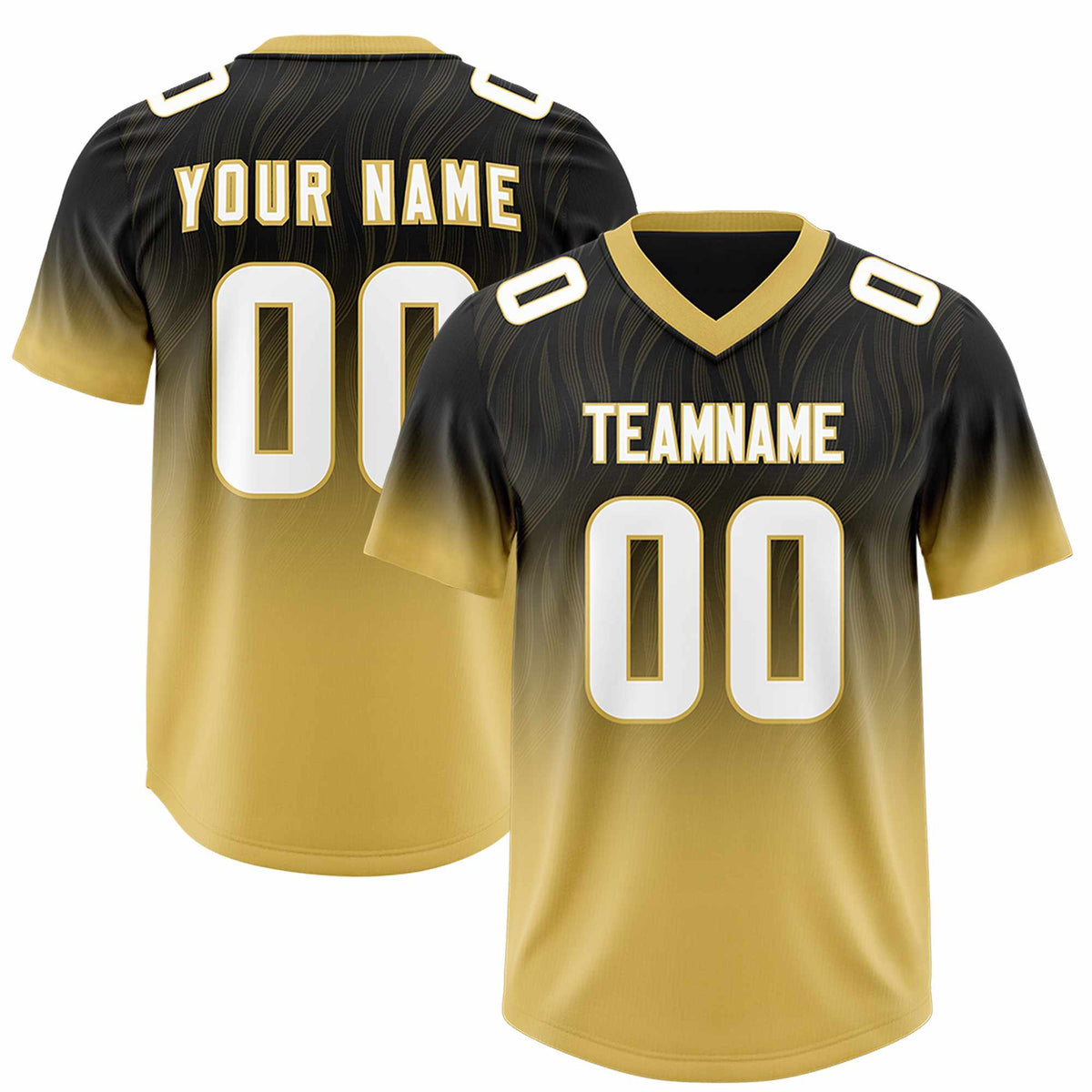 Custom Black Old Gold Gradient Fashion Outdoor Authentic American Football Jersey