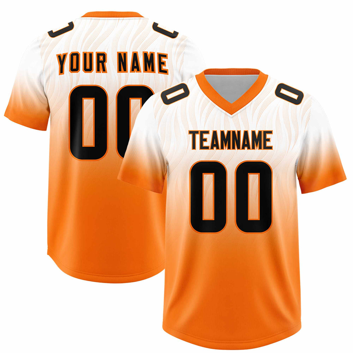 Custom White Orange Gradient Fashion Outdoor Authentic American Football Jersey