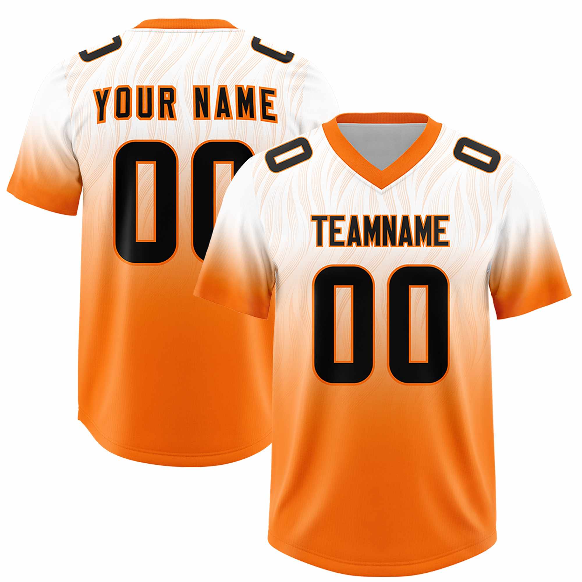 Custom White Orange Gradient Fashion Outdoor Authentic American Football Jersey