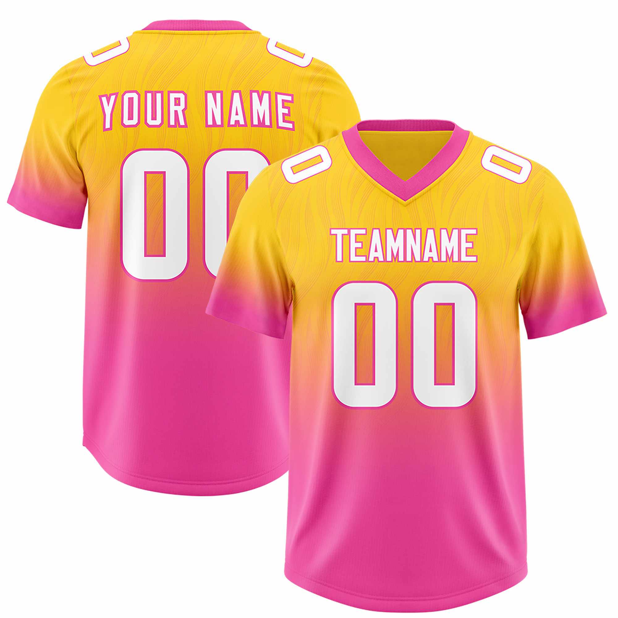 Custom Gold Pink Gradient Fashion Outdoor Authentic American Football Jersey