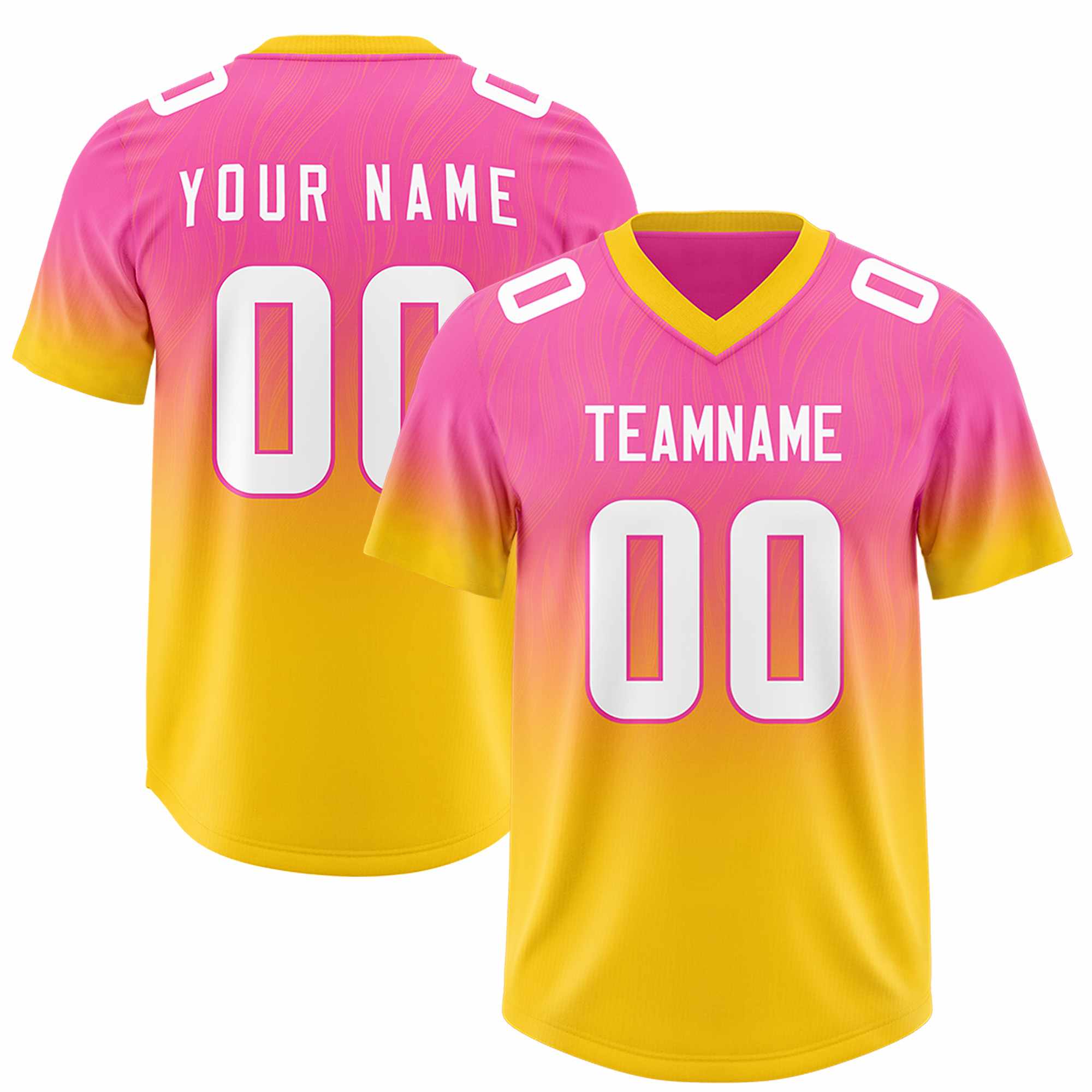 Custom Pink Gold Gradient Fashion Outdoor Authentic American Football Jersey