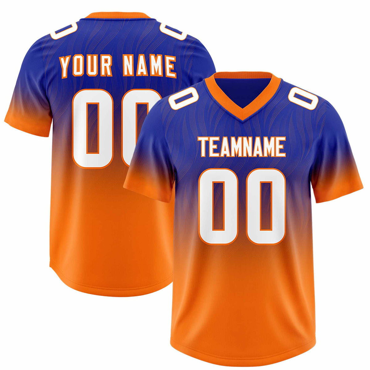 Custom Royal Orange Gradient Fashion Outdoor Authentic American Football Jersey