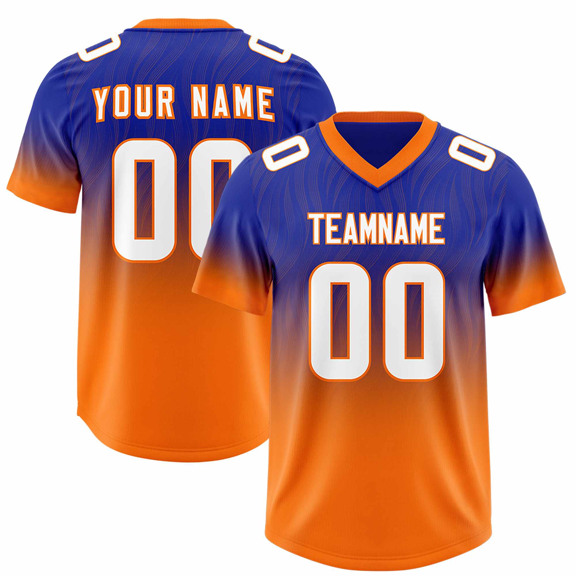 Custom Royal Orange Gradient Fashion Outdoor Authentic American Football Jersey