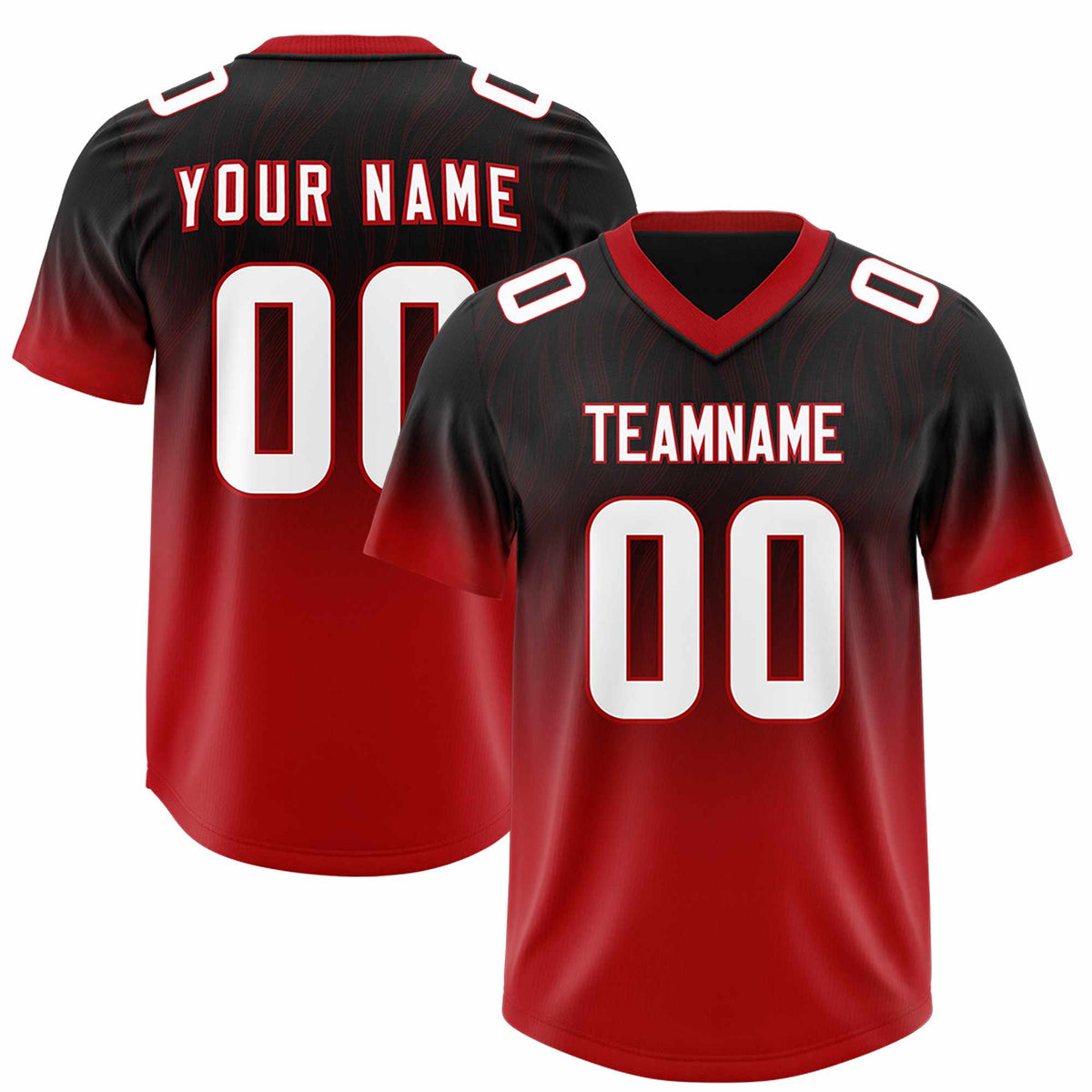 Custom Black Red Gradient Fashion Outdoor Authentic American Football Jersey
