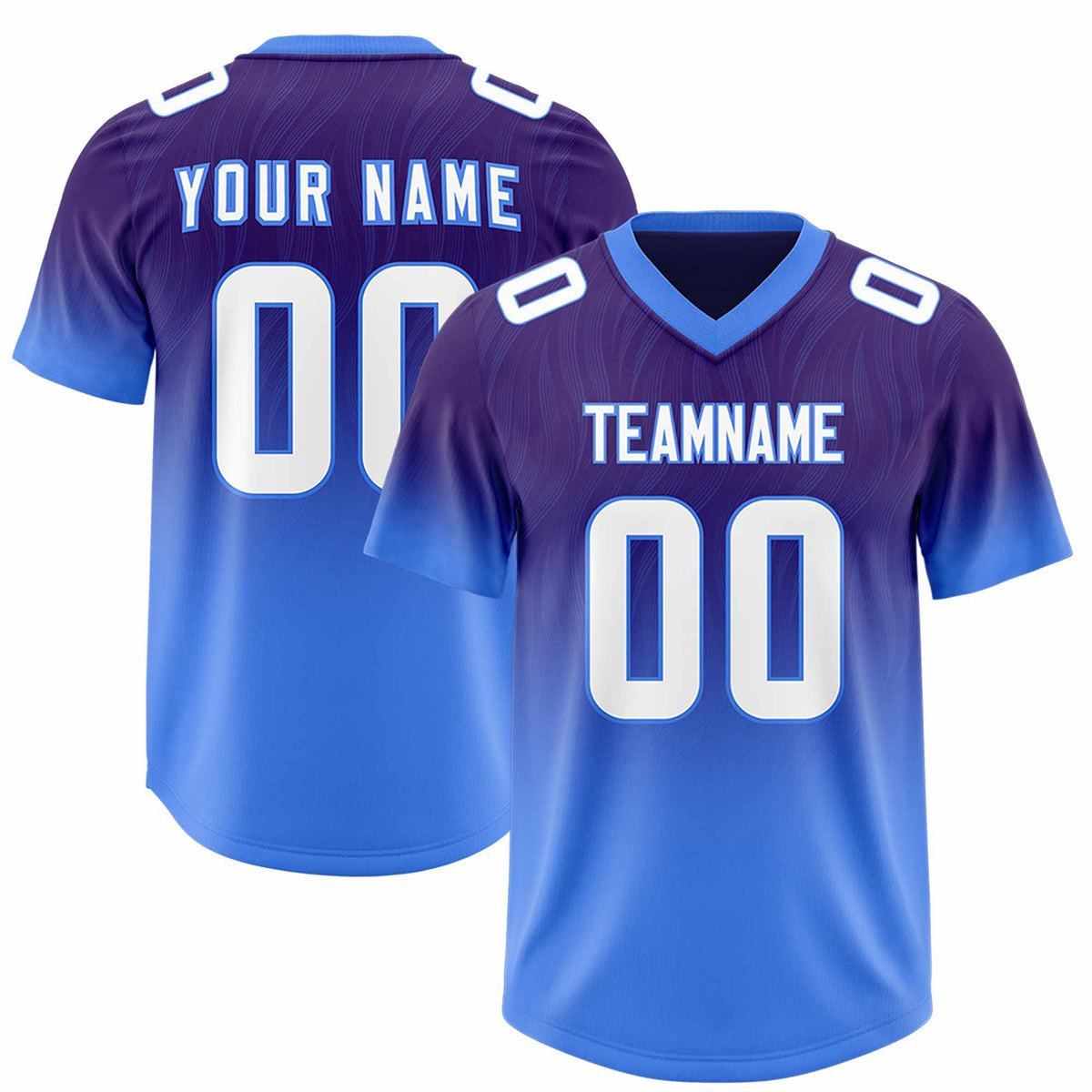 Custom Purple Powder Blue Gradient Fashion Outdoor Authentic American Football Jersey