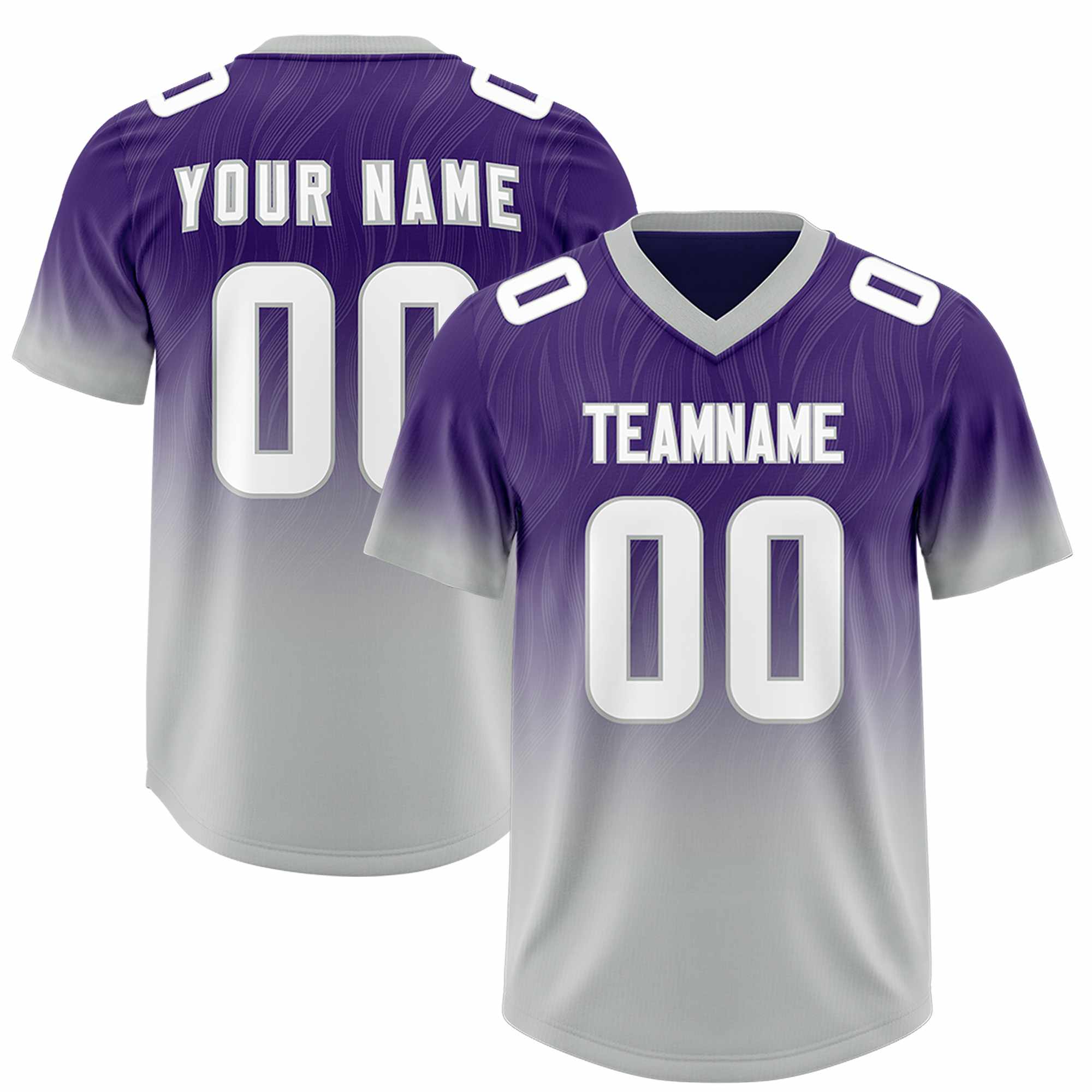 Custom Purple Gray Gradient Fashion Outdoor Authentic American Football Jersey