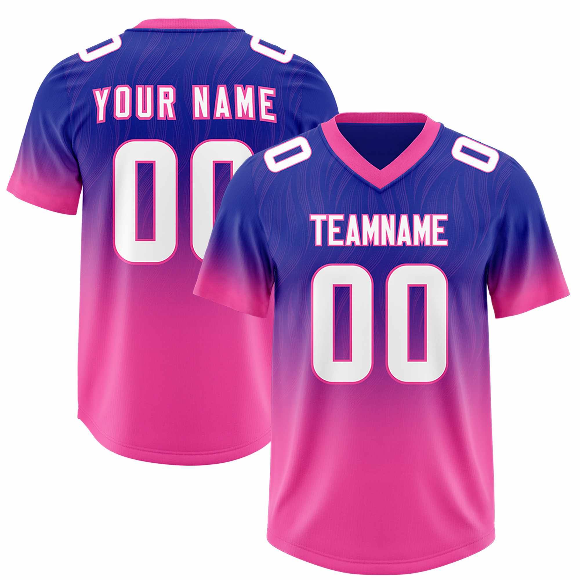 Custom Royal Pink Gradient Fashion Outdoor Authentic American Football Jersey