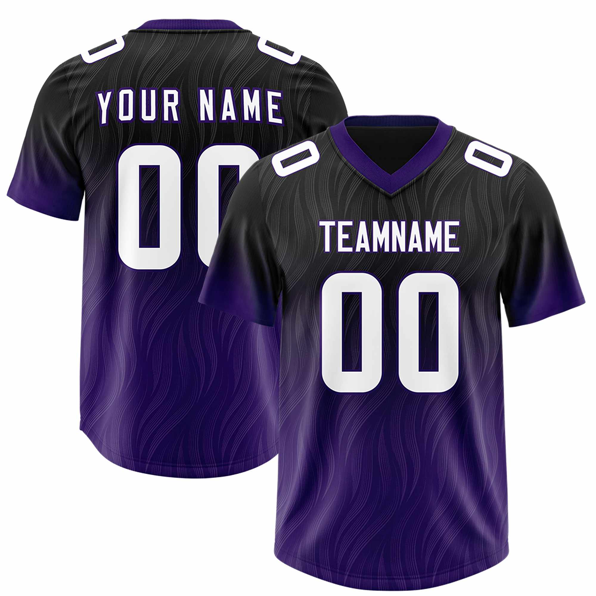 Custom Black Purple Gradient Fashion Outdoor Authentic American Football Jersey