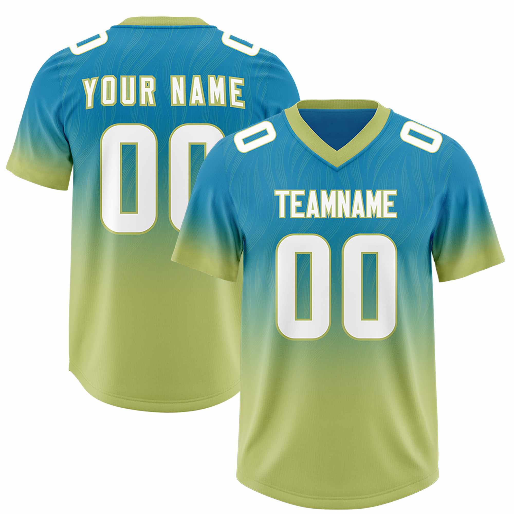 Custom Panther Blue Champagne Gradient Fashion Outdoor Authentic American Football Jersey