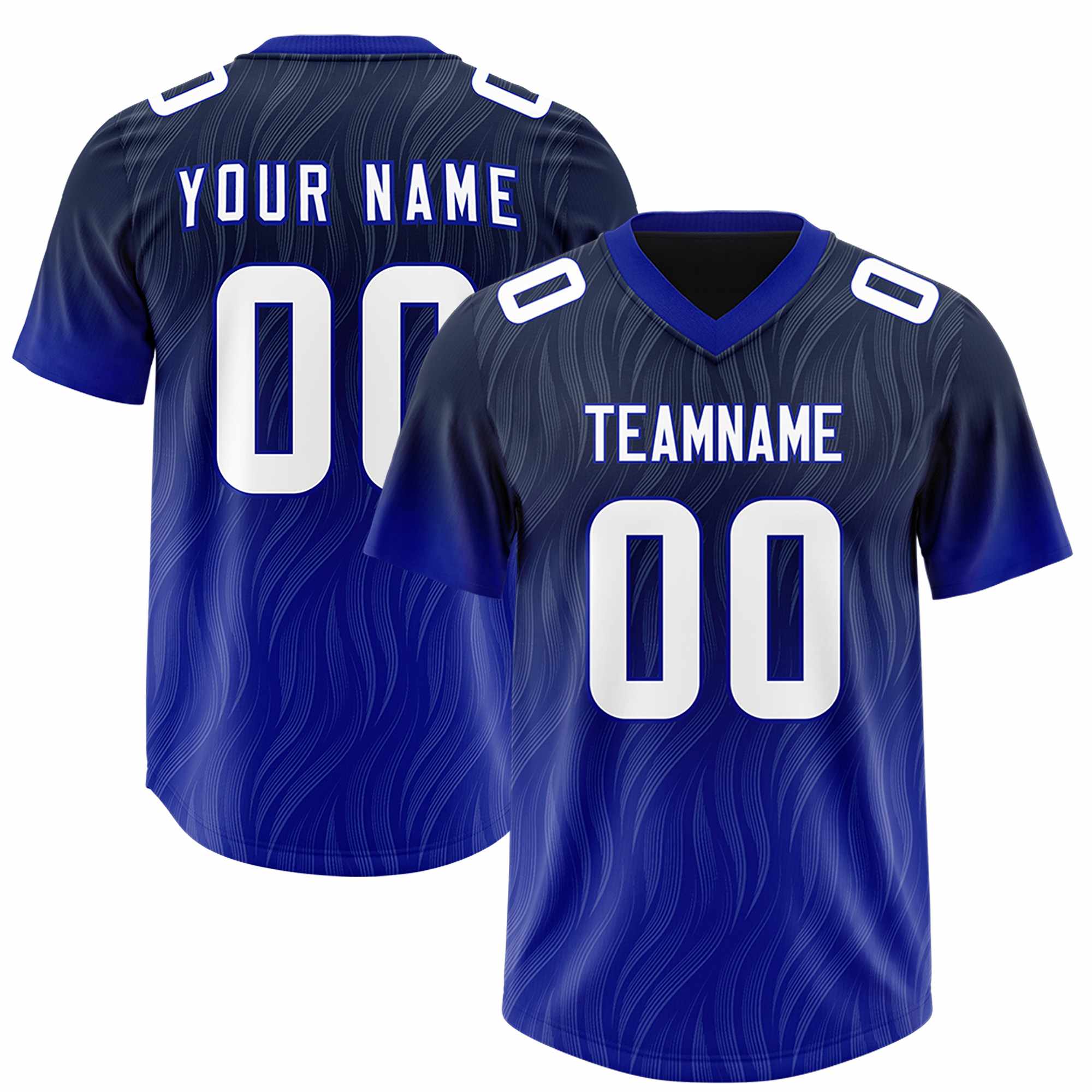 Custom Navy Royal Gradient Fashion Outdoor Authentic American Football Jersey
