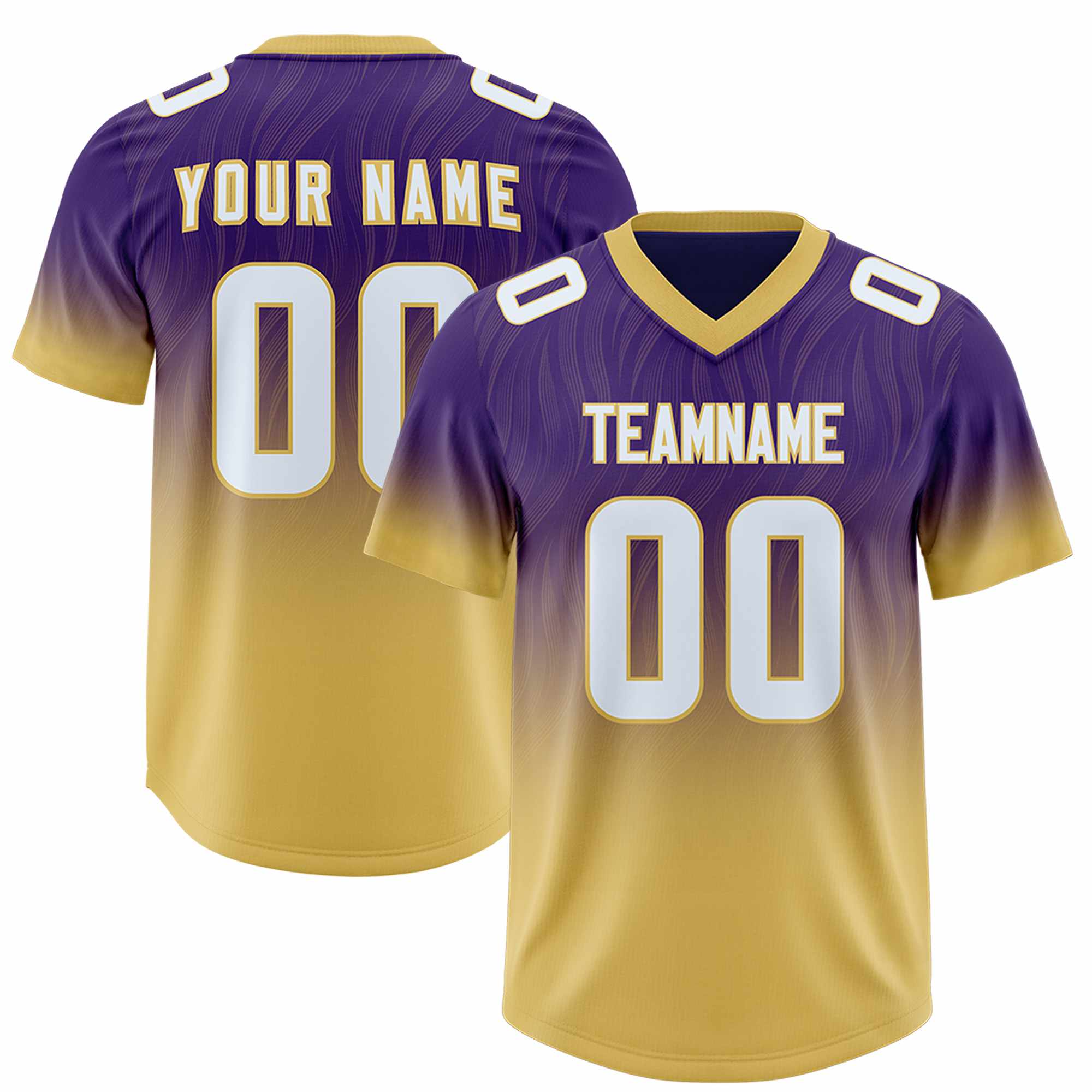 Custom Purple Old Gold Gradient Fashion Outdoor Authentic American Football Jersey