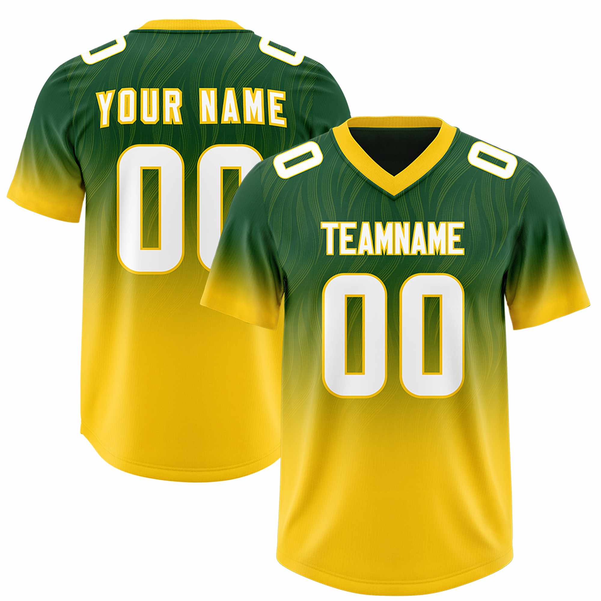 Custom Green Gold Gradient Fashion Outdoor Authentic American Football Jersey