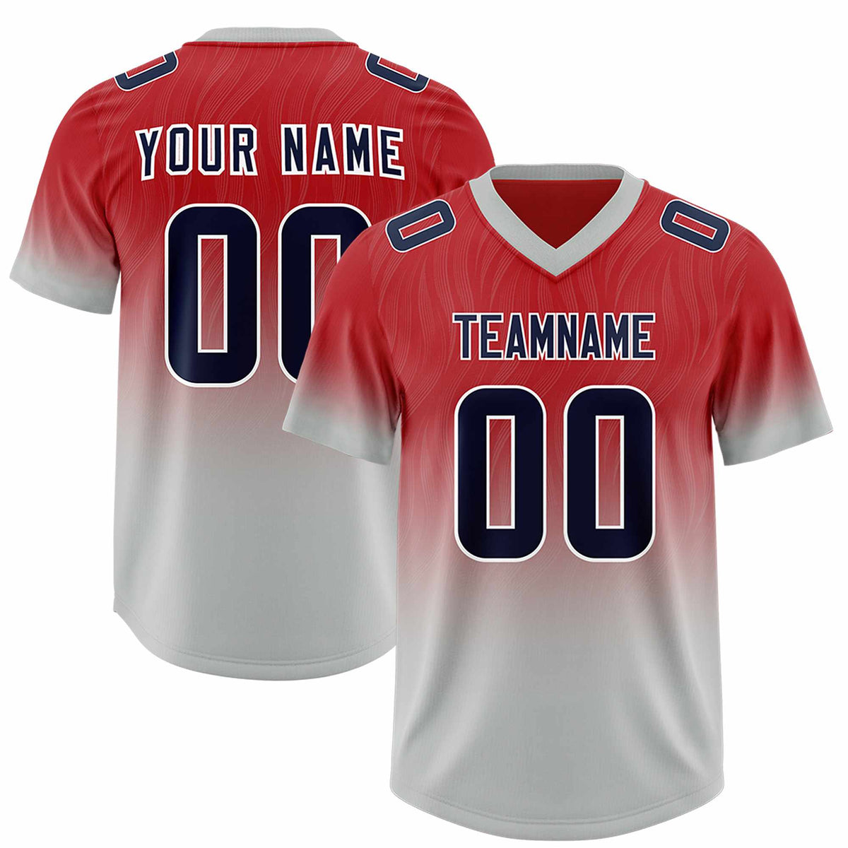 Custom Red Gray Gradient Fashion Outdoor Authentic American Football Jersey