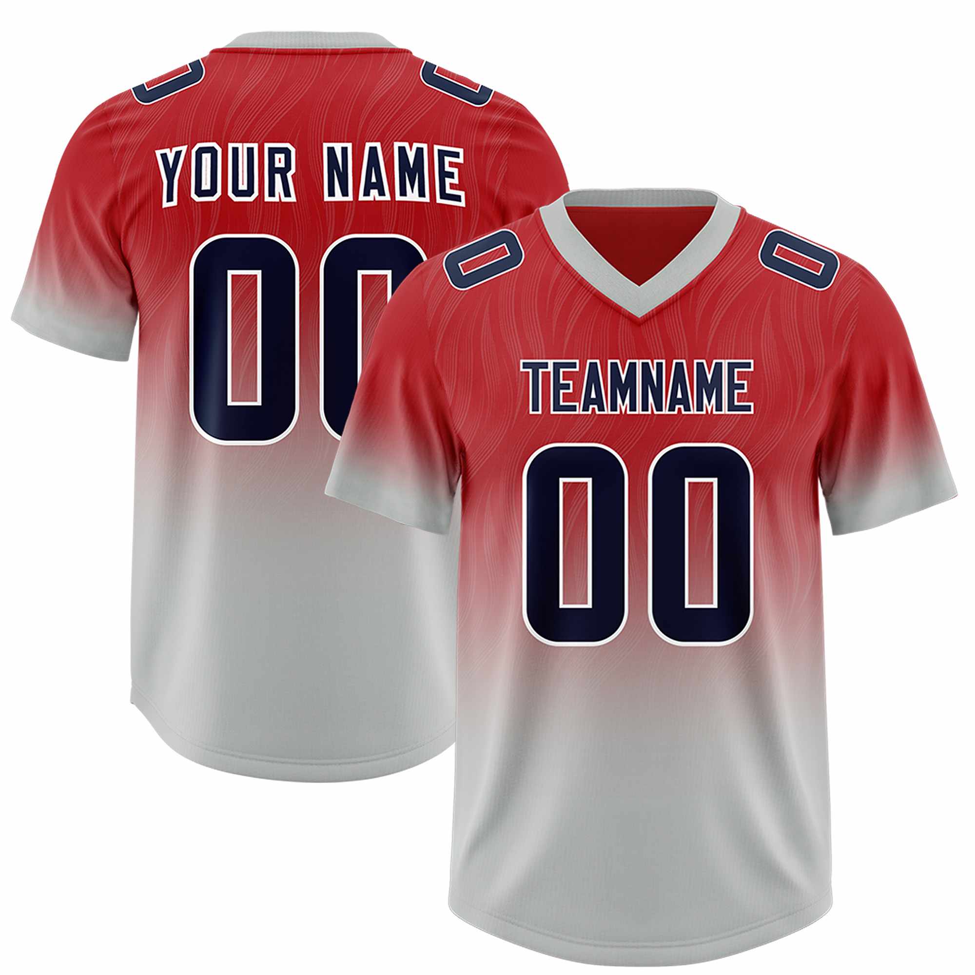 Custom Red Gray Gradient Fashion Outdoor Authentic American Football Jersey