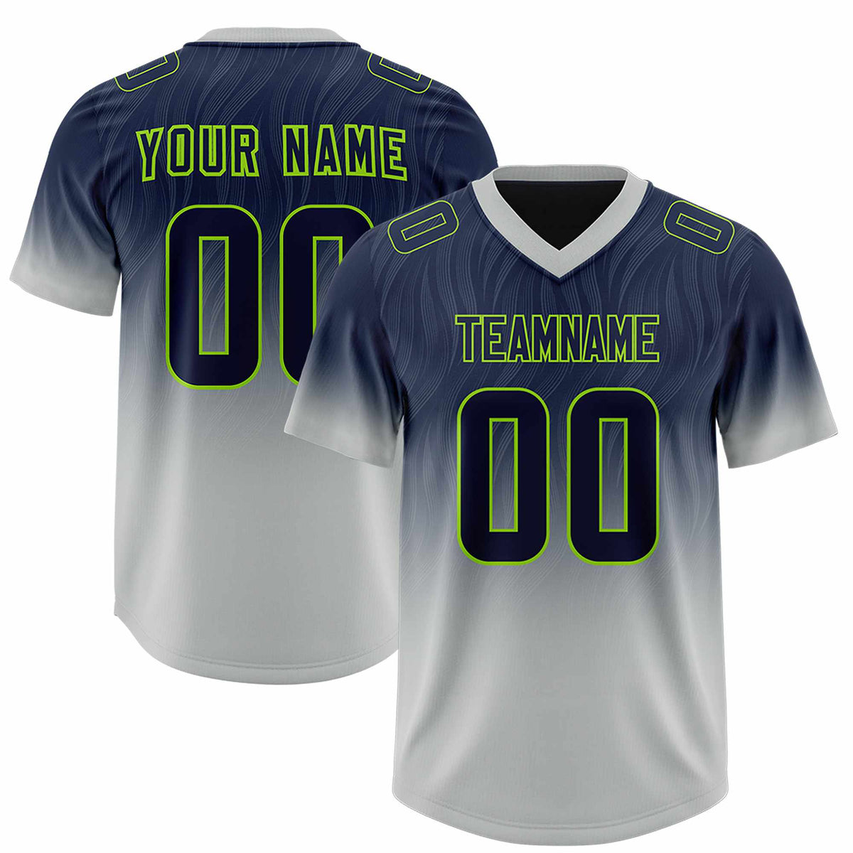Custom Navy Gray Gradient Fashion Outdoor Authentic American Football Jersey