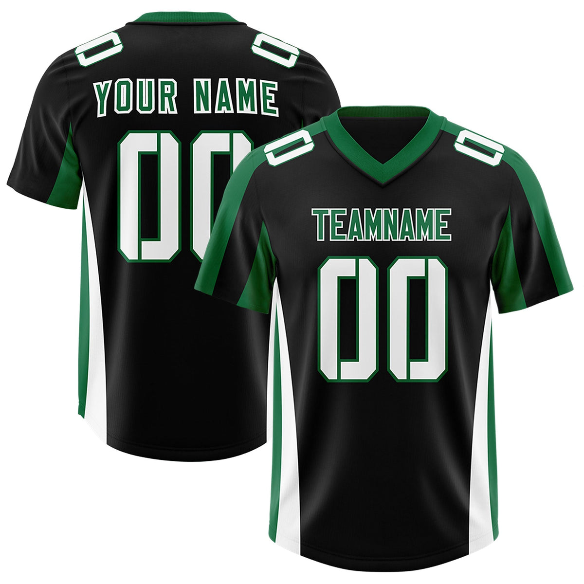 Custom Black Kelly Green Side Stripe Pattern Authentic American Football Jersey