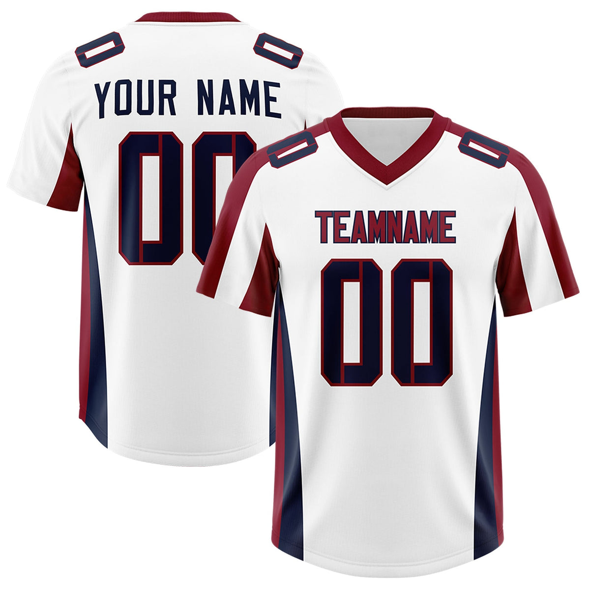Custom White Crimson Side Stripe Pattern Authentic American Football Jersey