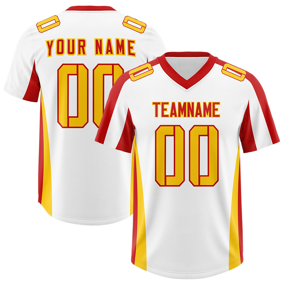Custom White Red Side Stripe Pattern Authentic American Football Jersey