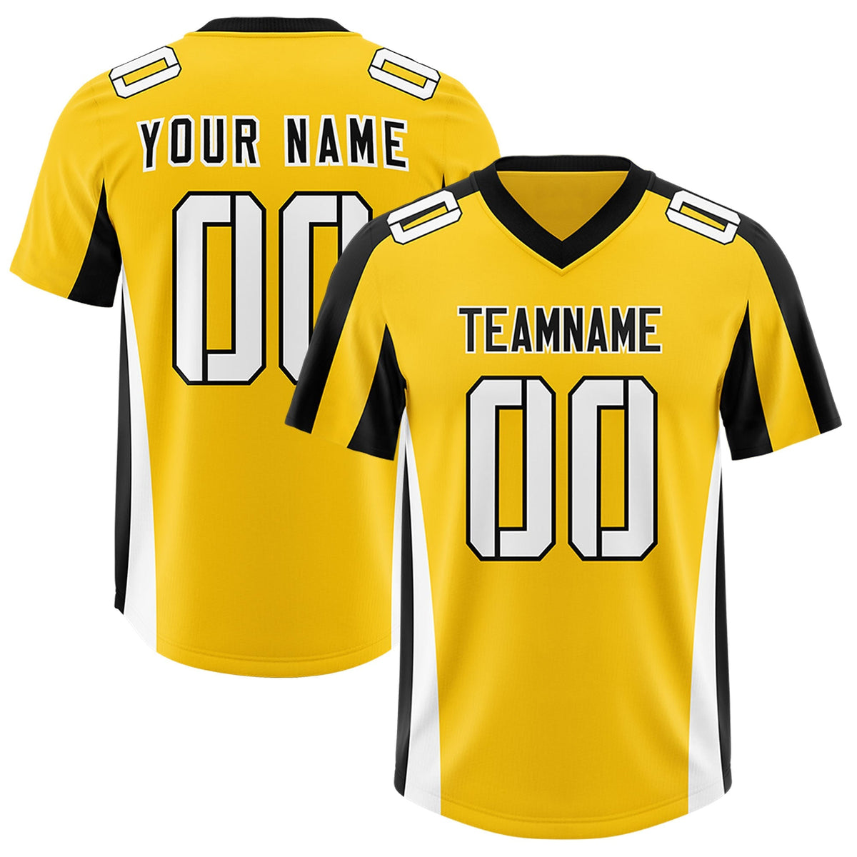 Custom Gold Black Side Stripe Pattern Authentic American Football Jersey